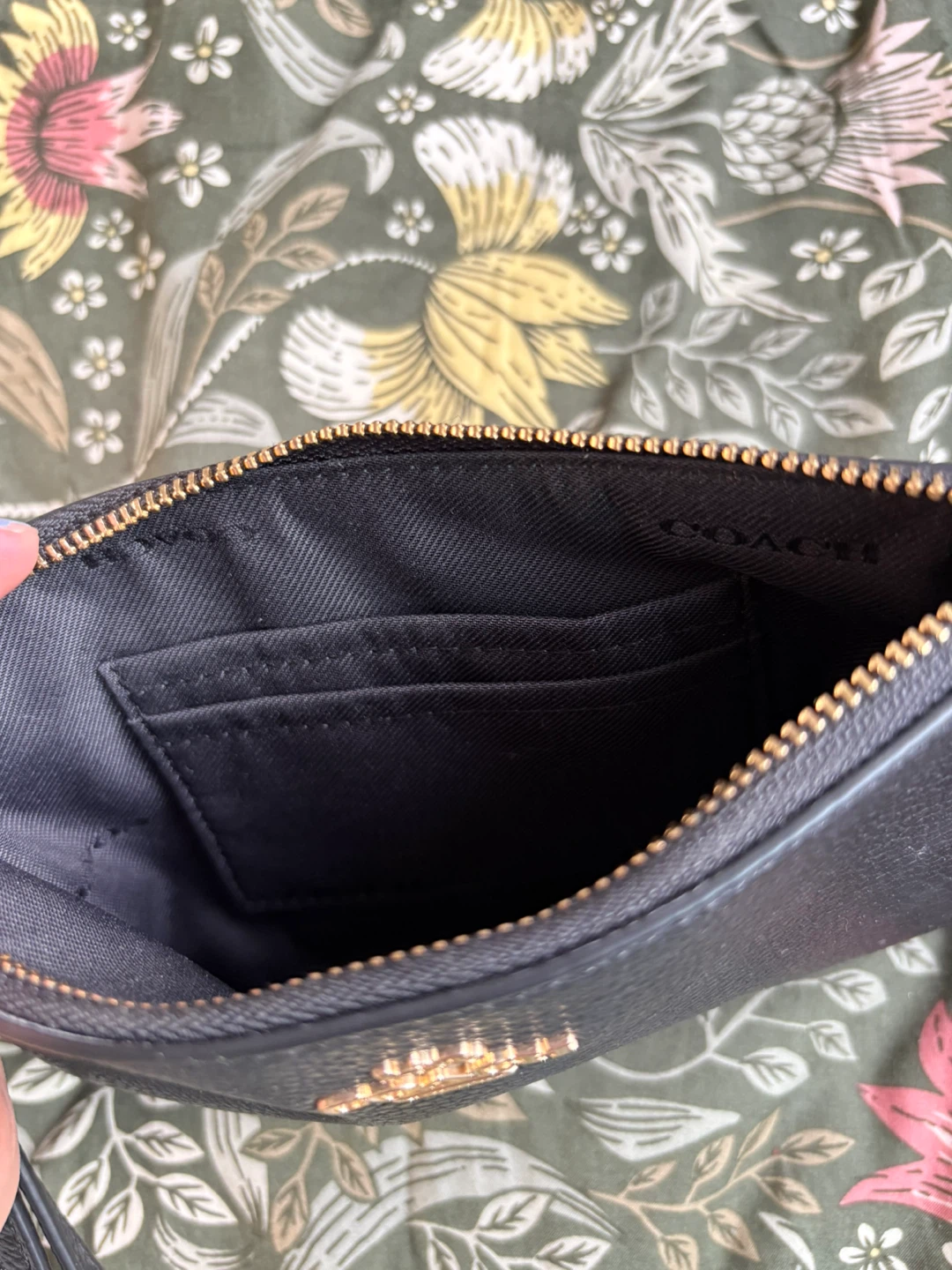 Coach Black Leather Wristlet Pouch