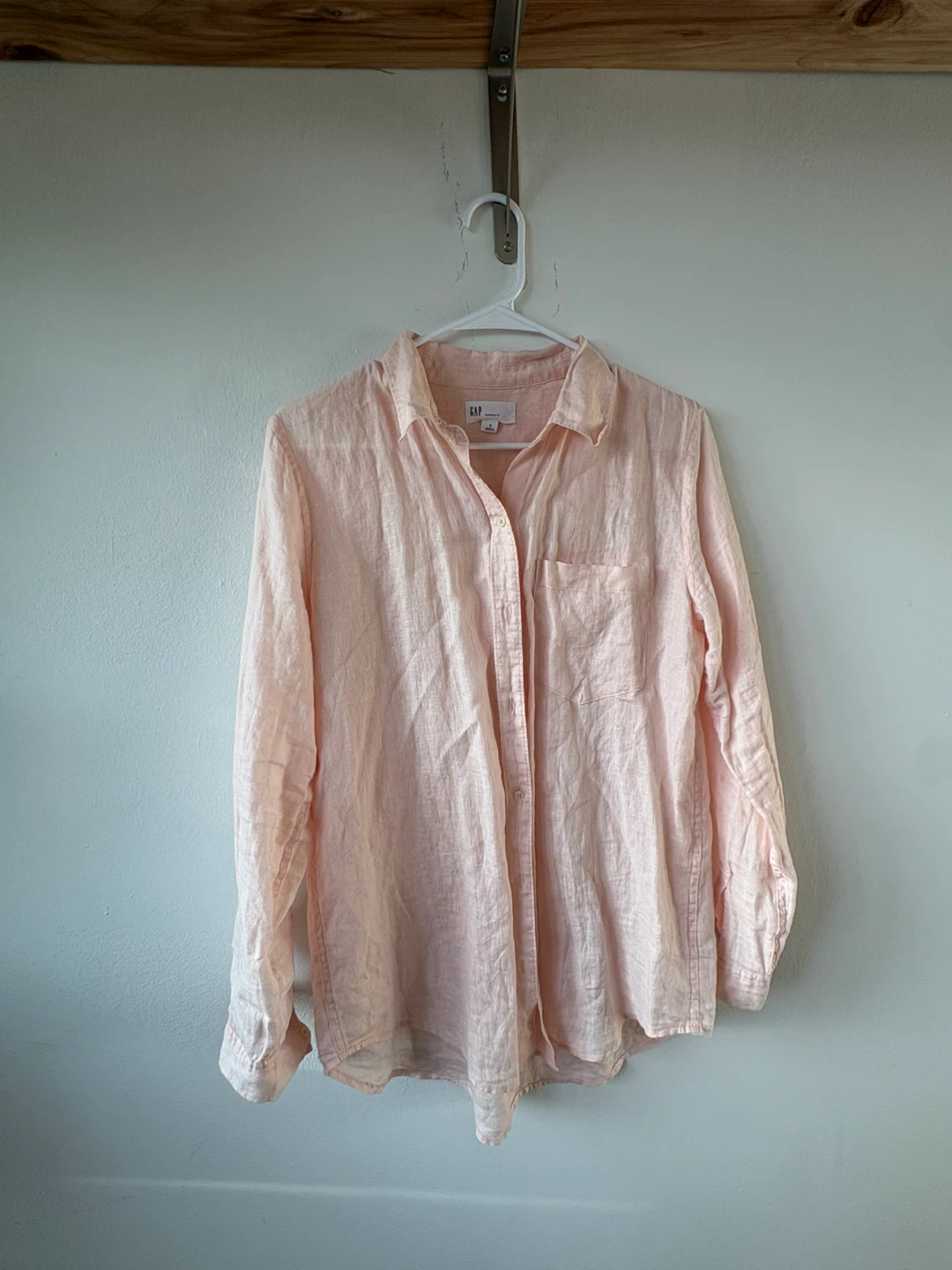 GAP Boyfriend Fit Pink Linen Shirt - Size S