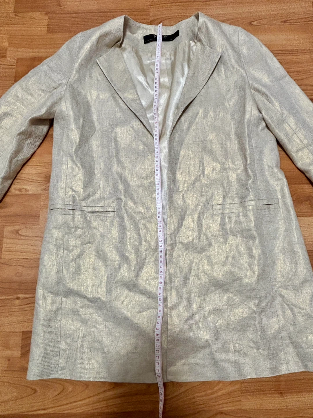 Zara Beige Linen Longline Frock Jacket Minimalist - Size small - photo 5
