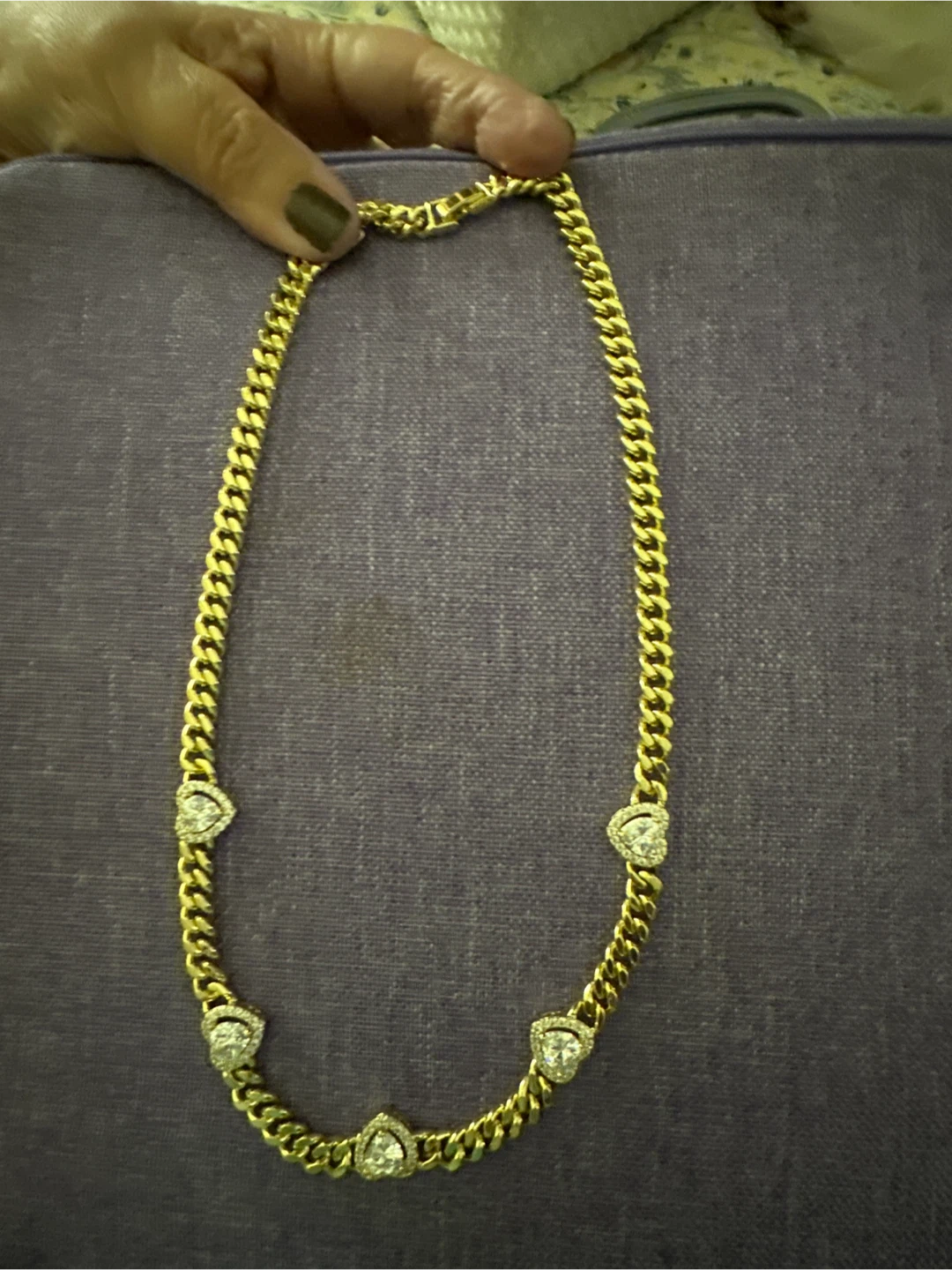 14k laminated Necklace with Heart Shape Diamond Accents