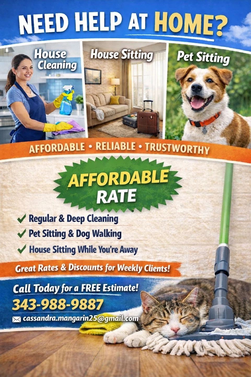 🧹 House Cleaning, House Sitting & Pet Sitting Available! 🐾