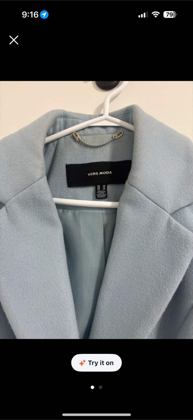 Vero Moda Light Blue Blazer Style Coat