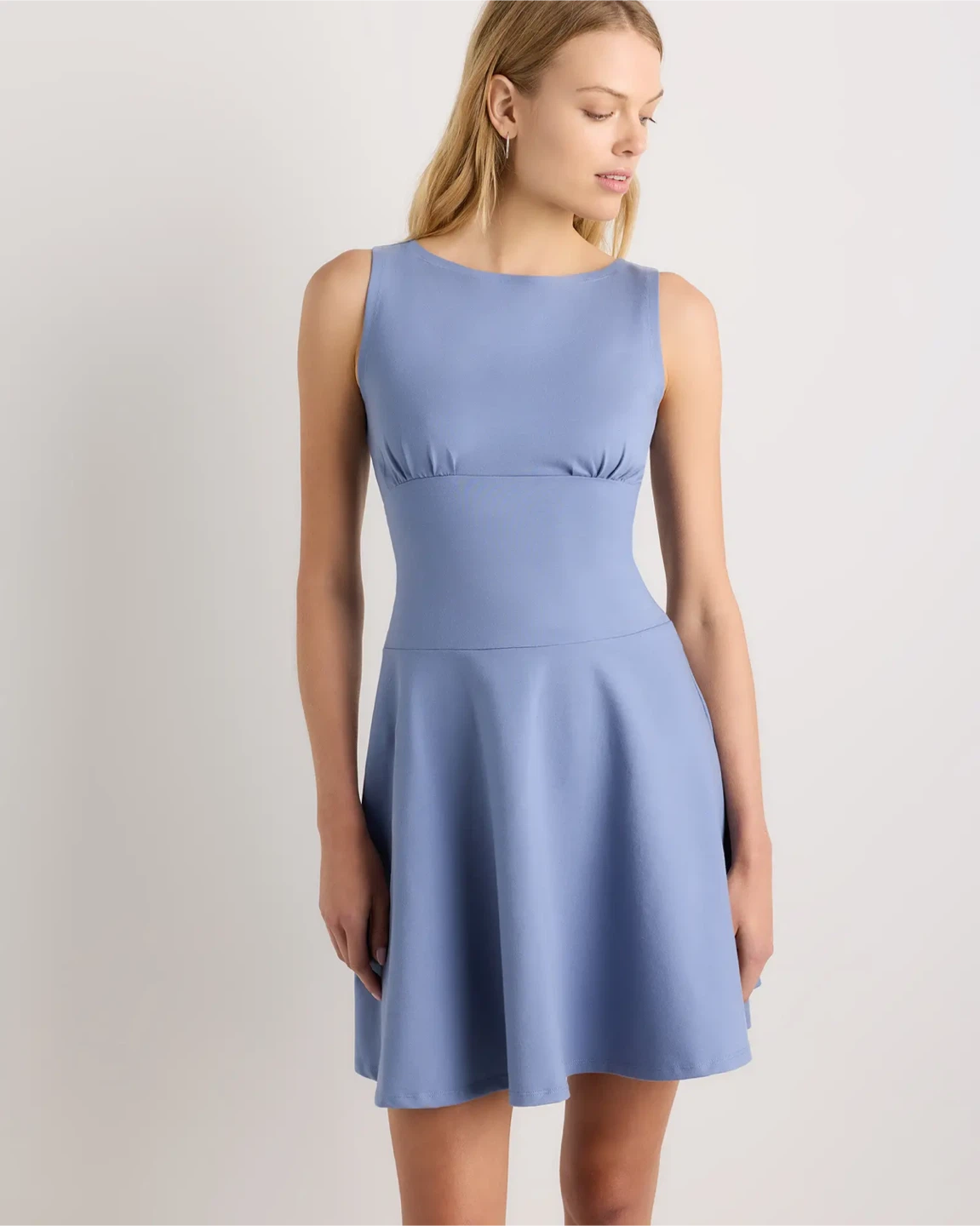 Blue Sleeveless Fit and Flare Dress