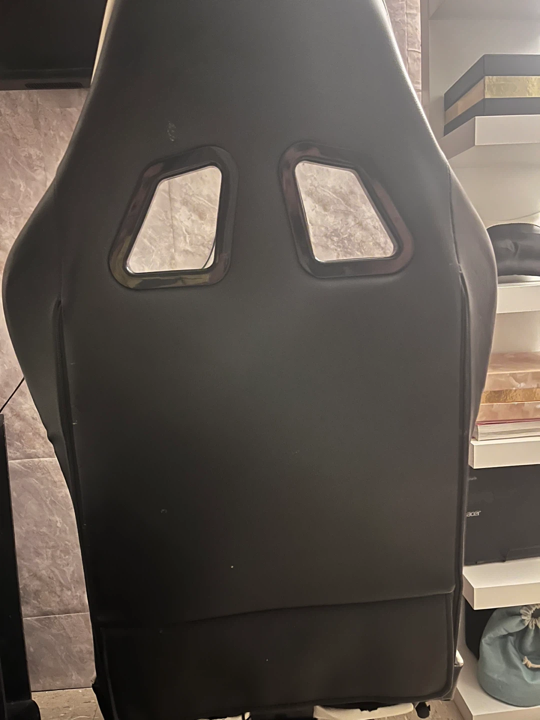 Black and White Racing Style Gaming Chair with Footrest - photo 4
