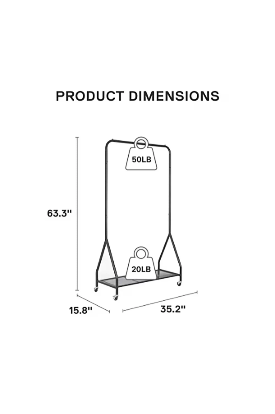 Black Garment Rack with Wheels - photo 3