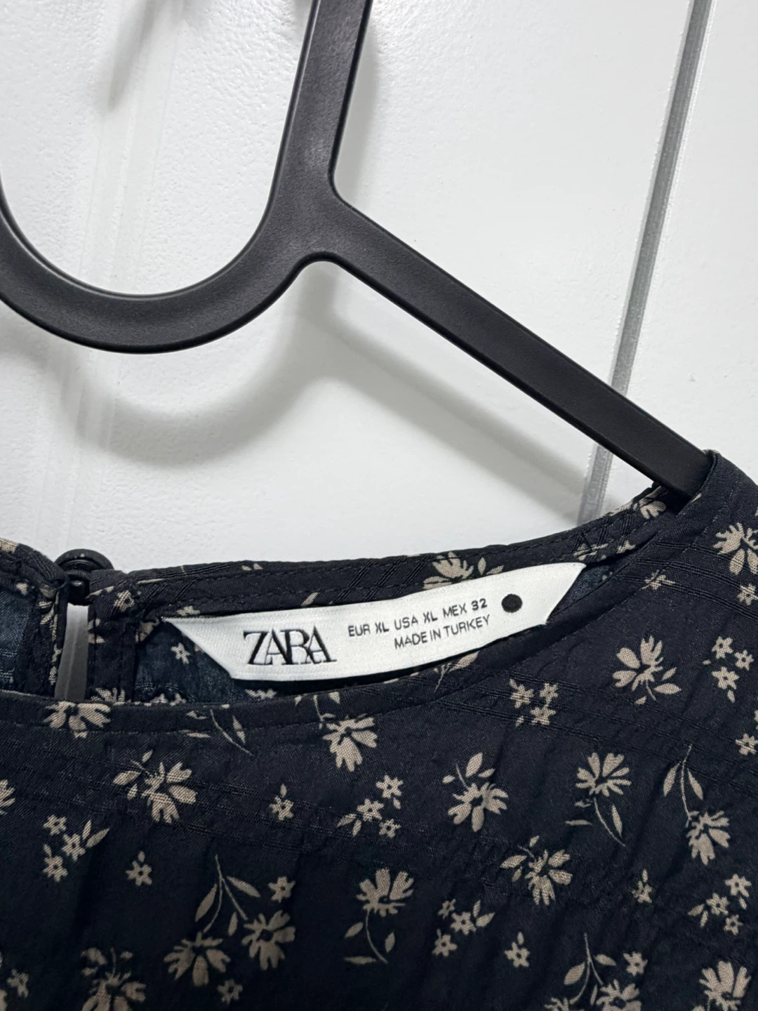 ZARA Floral Tiered Mini Dress Black Size XL - photo 2
