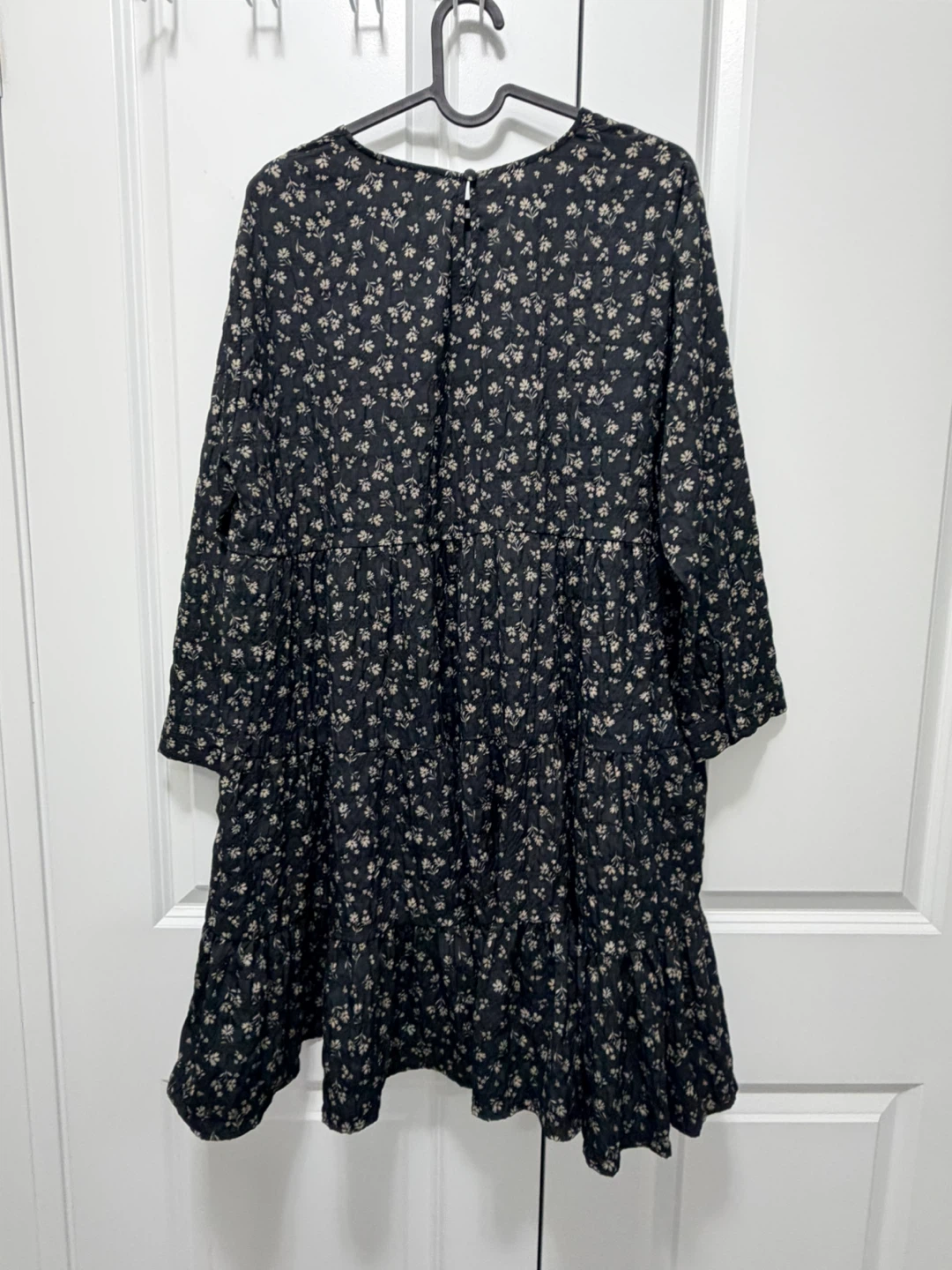ZARA Floral Tiered Mini Dress Black Size XL - photo 3