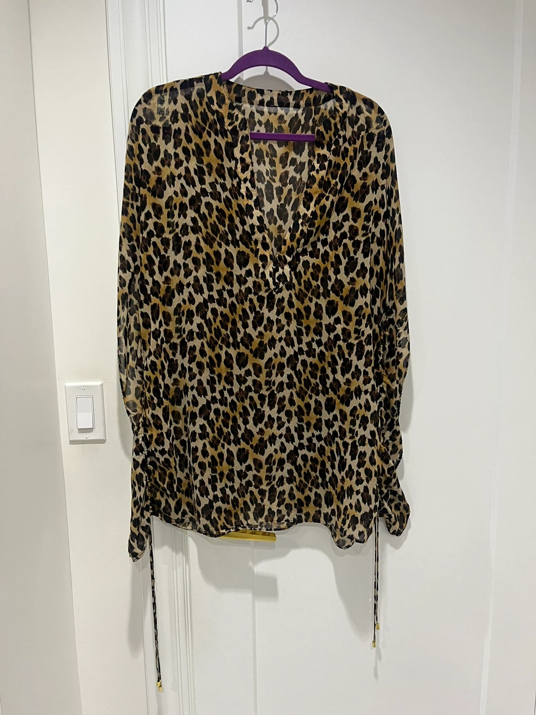 Sheer Leopard Print Kaftan Top