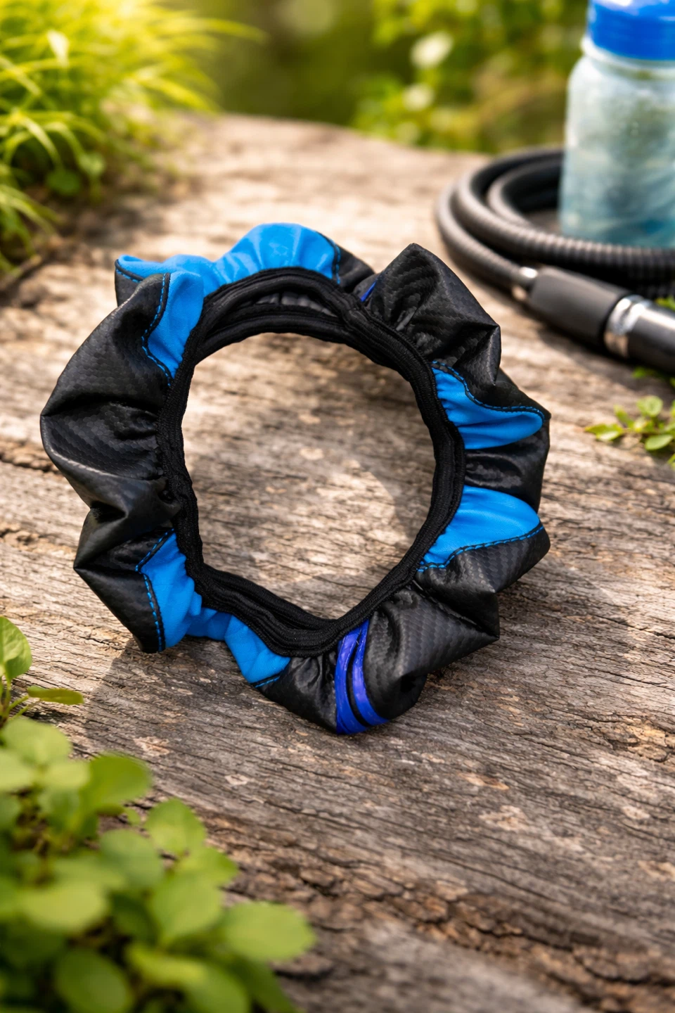 Black and Blue Steering Wheel Cover - photo 2