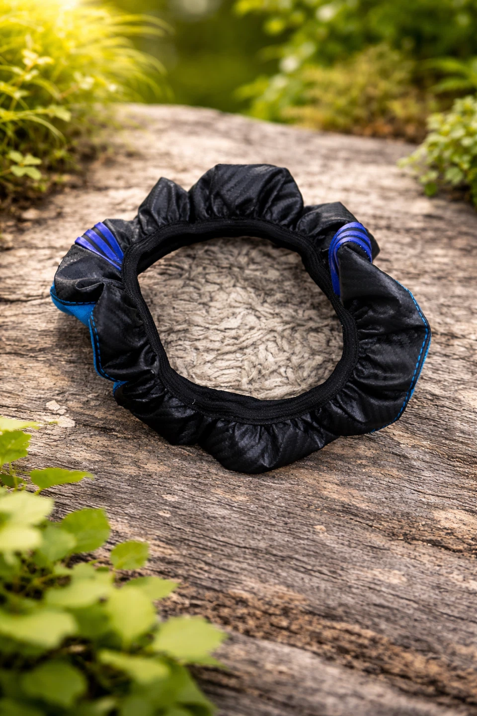 Black and Blue Steering Wheel Cover