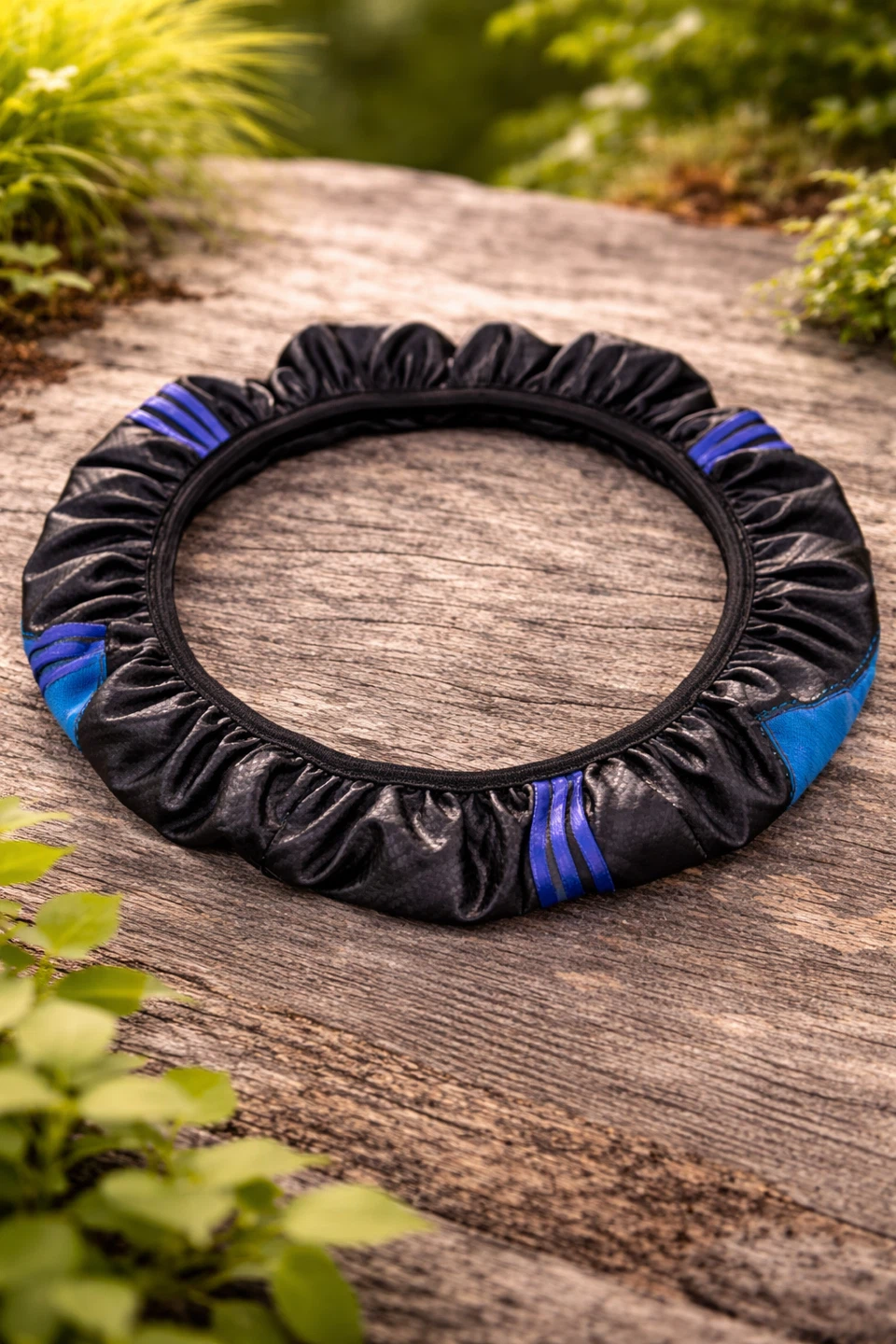 Black and Blue Steering Wheel Cover - photo 3