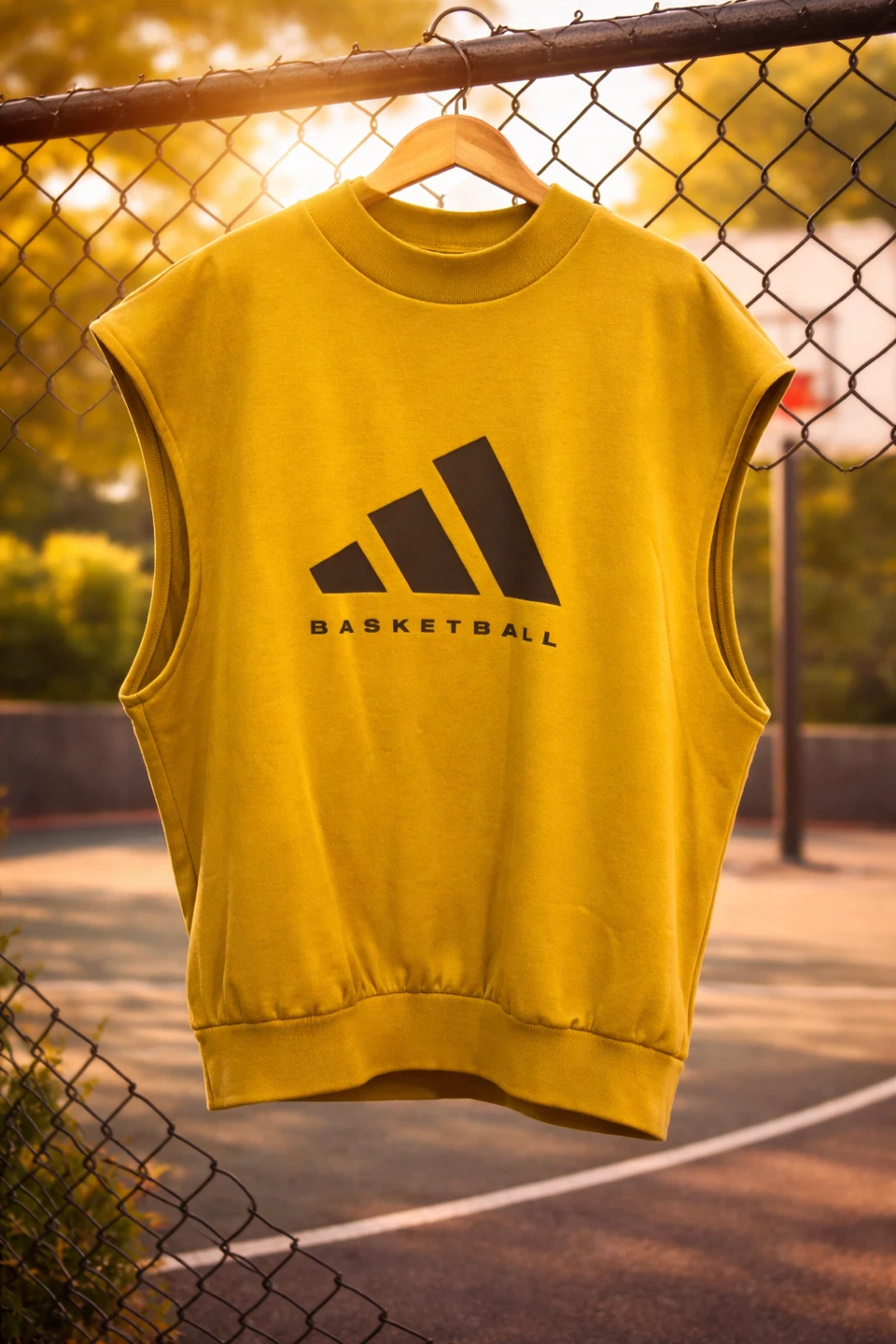 Adidas Sleeveless Basketball Sweatshirt - Yellow - photo 2