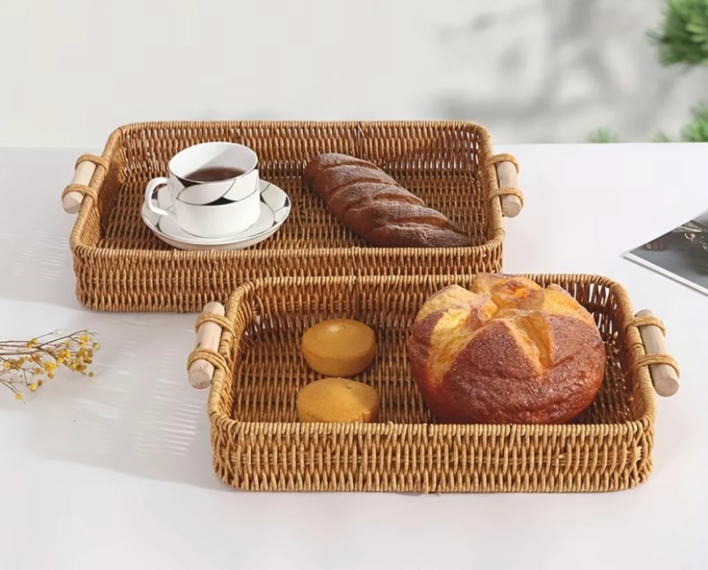 Woven Rectangular Basket with Handles - photo 3