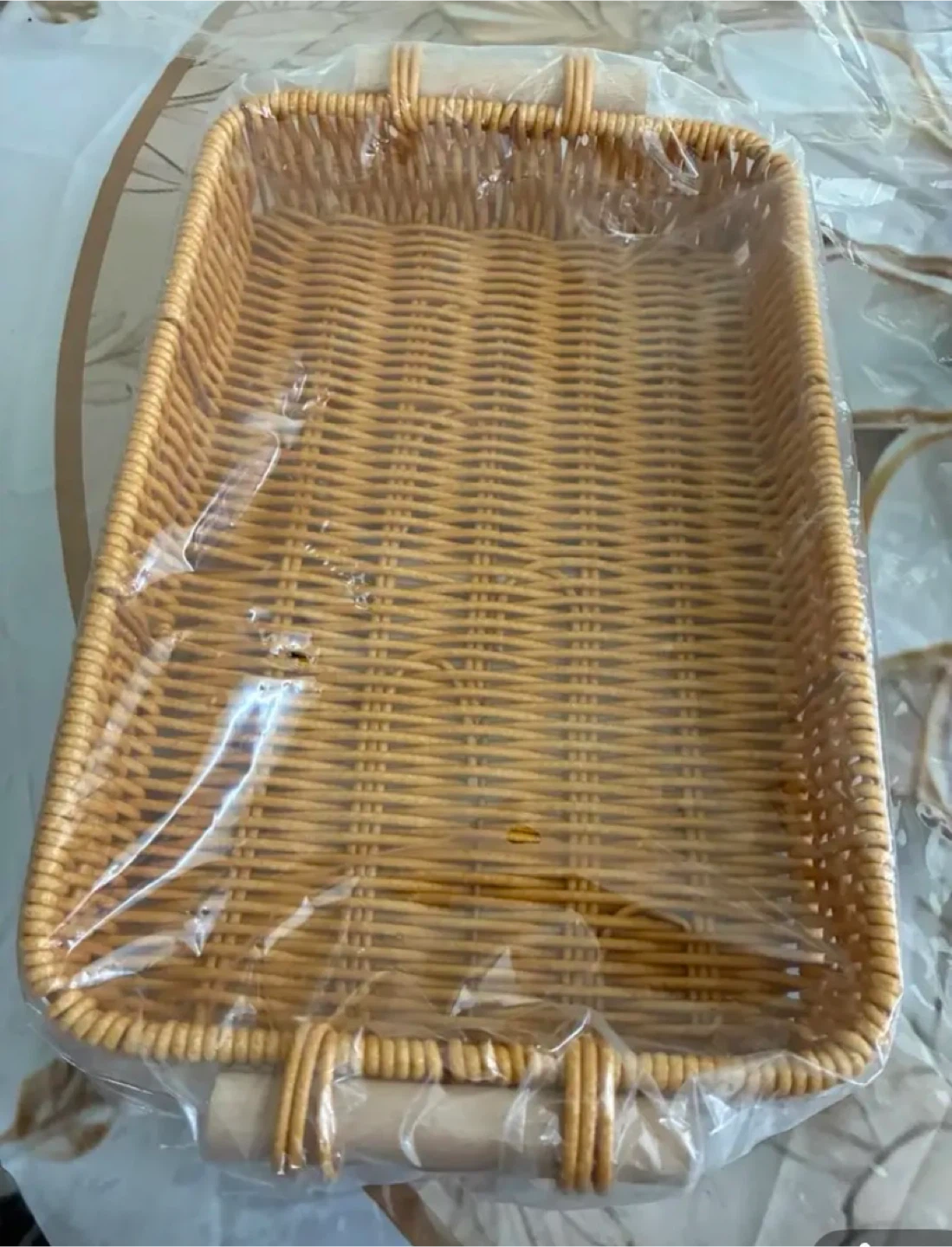 Woven Rectangular Basket with Handles - photo 2