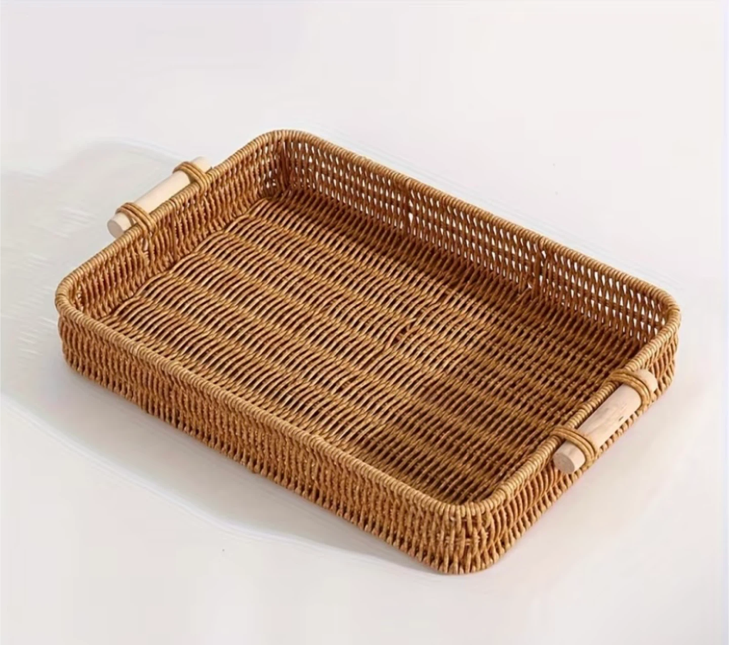 Woven Rectangular Basket with Handles