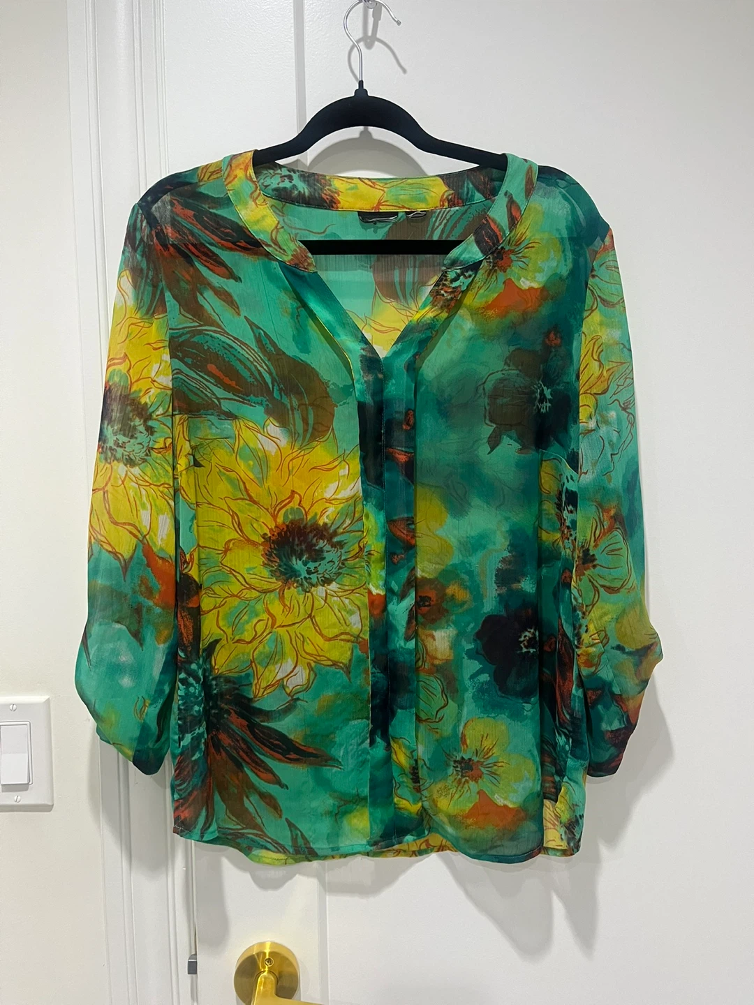 Talbots Women's Sheer Floral Blouse