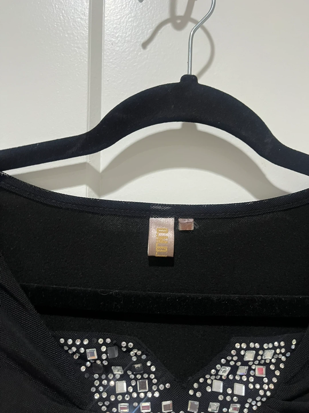 Black Embellished Ruched Long Sleeve Top - photo 3