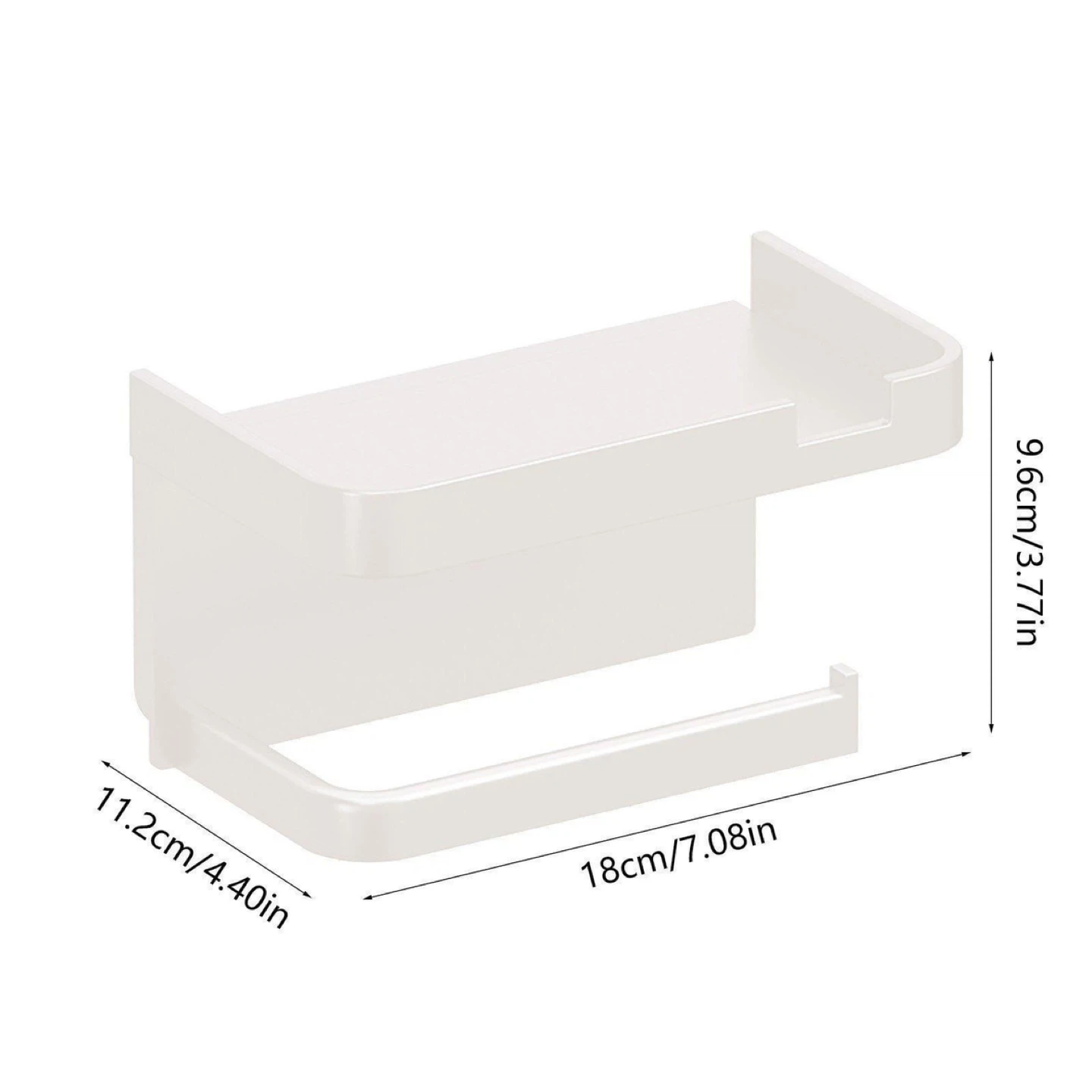 White Wall-Mounted Toilet Paper Holder with Shelf - photo 4