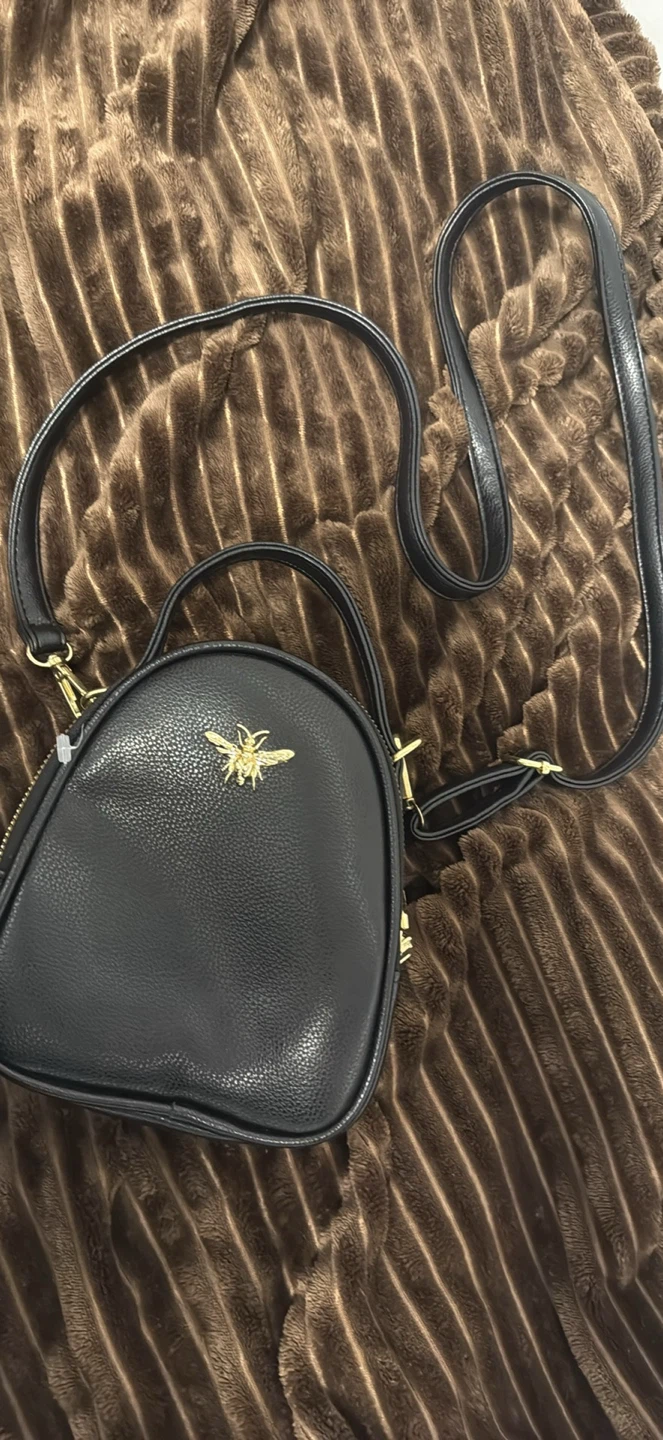 Black Bee Emblem Mini Handbag