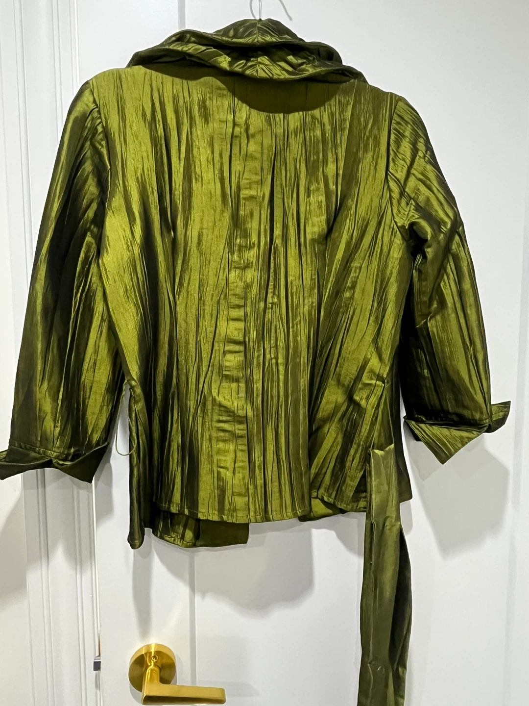 Cleo Green Crinkle Button-Up Blouse - Size S/P - photo 3