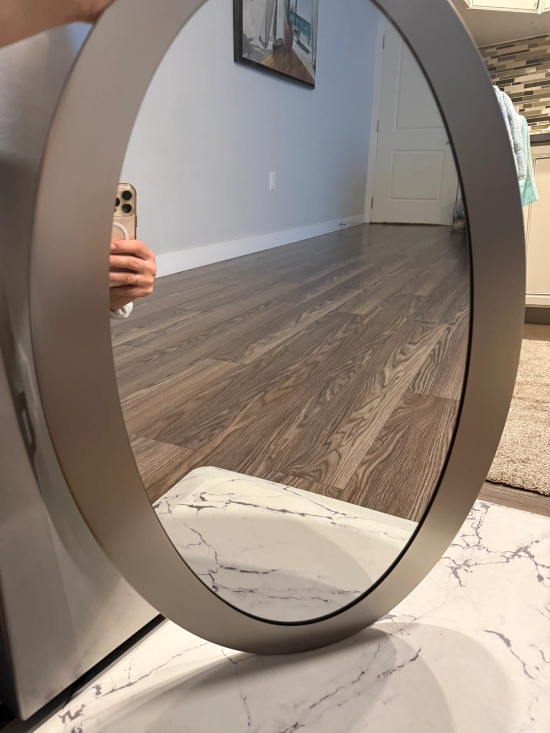 Oval Mirror with Brushed Nickel Frame