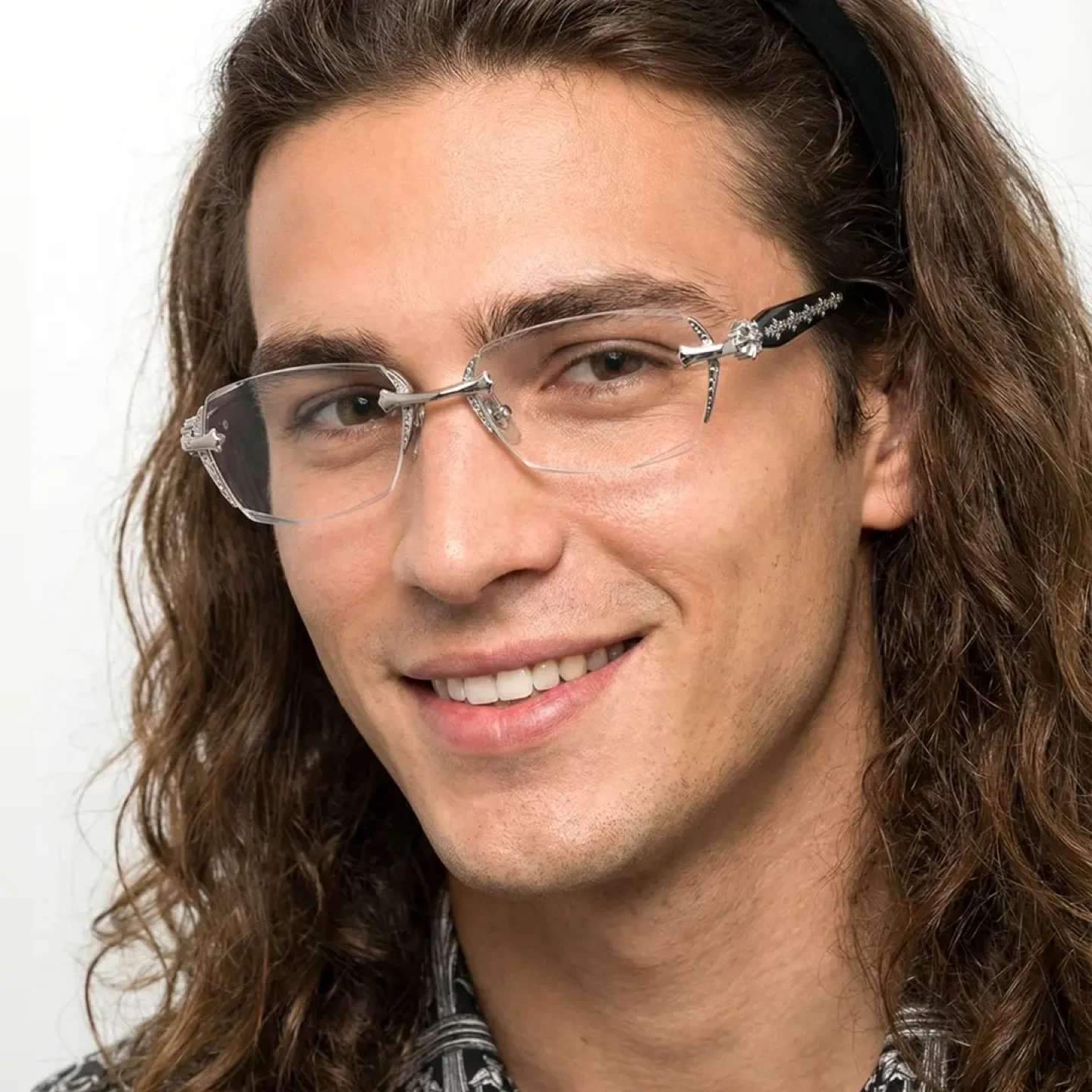 Chrome Hearts Style Rimless Eyeglasses