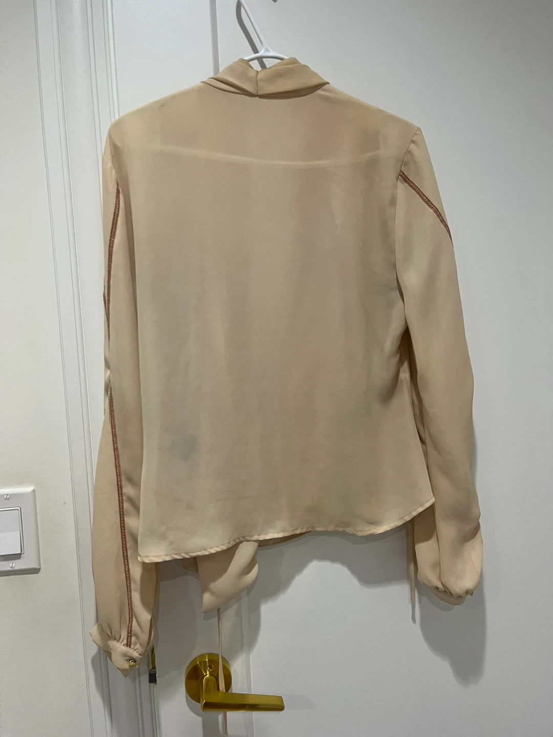 Bebe Beige Draped Blouse with Zipper Detail - Size L/G - photo 2