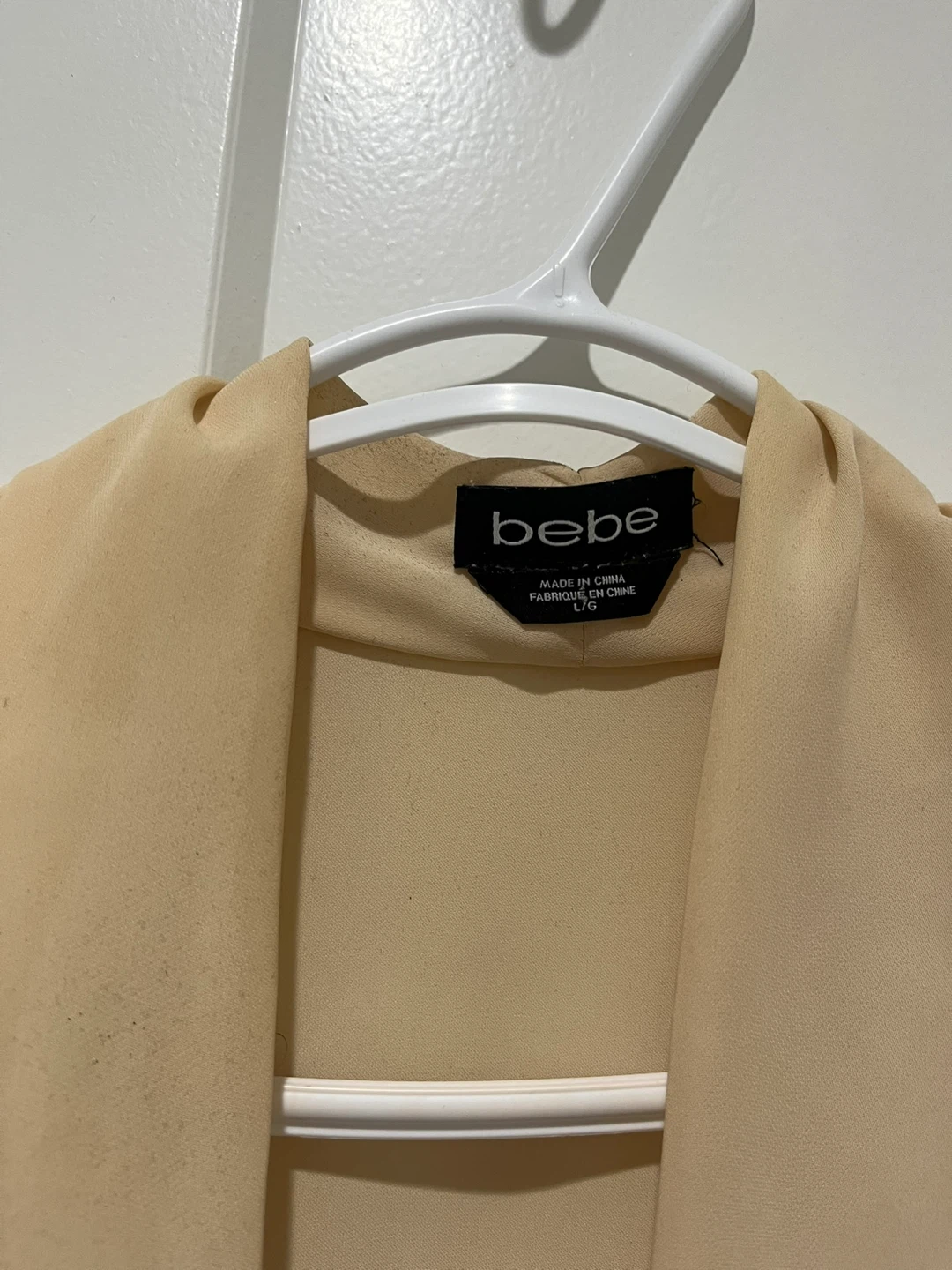 Bebe Beige Draped Blouse with Zipper Detail - Size L/G - photo 4