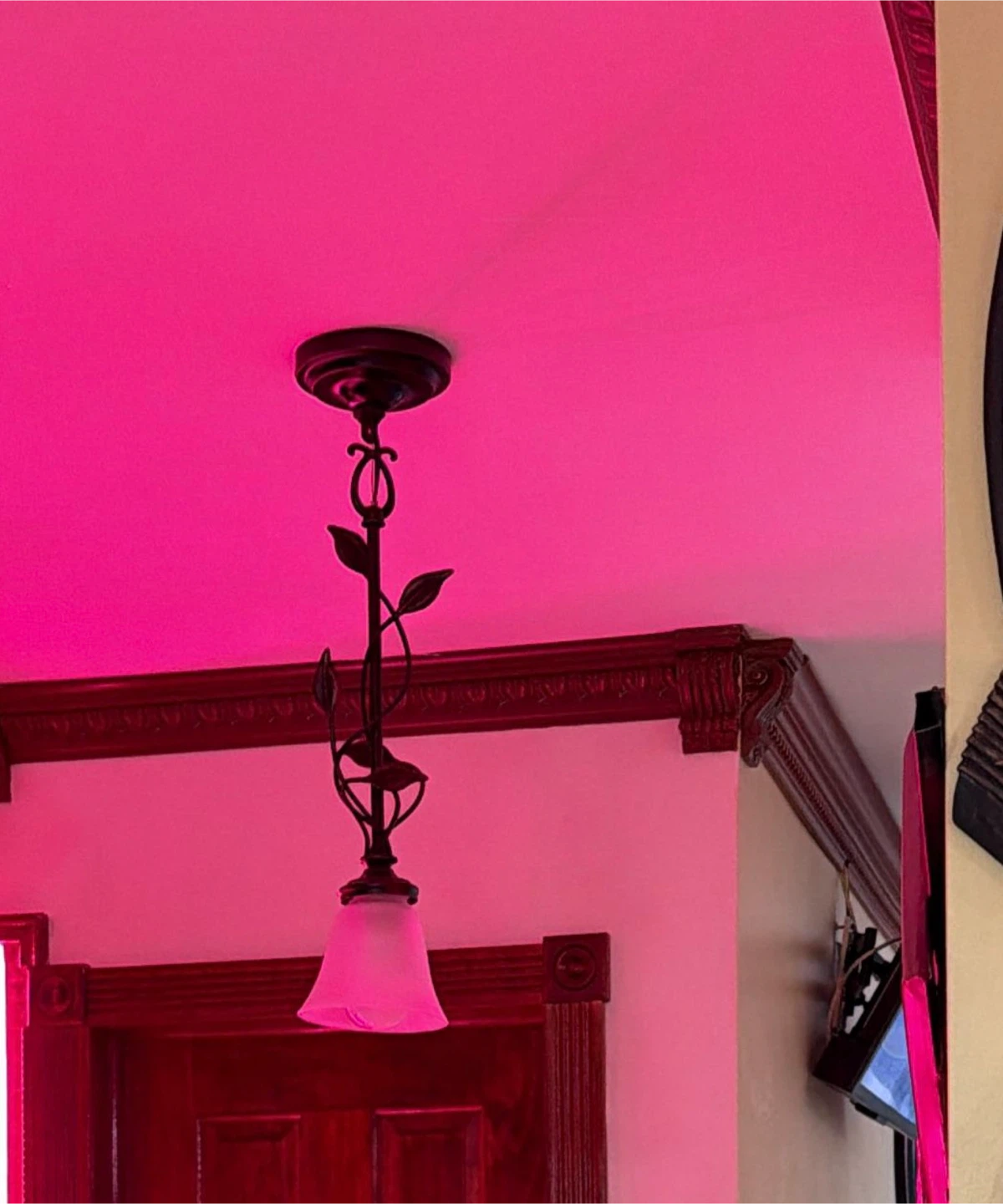 Pendant Light Fixture with Rose Design