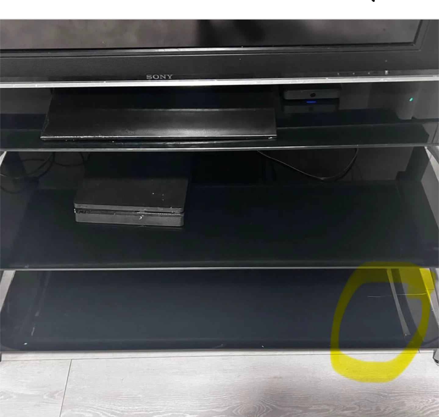 Black Glass TV Stand with Silver Frame - photo 5