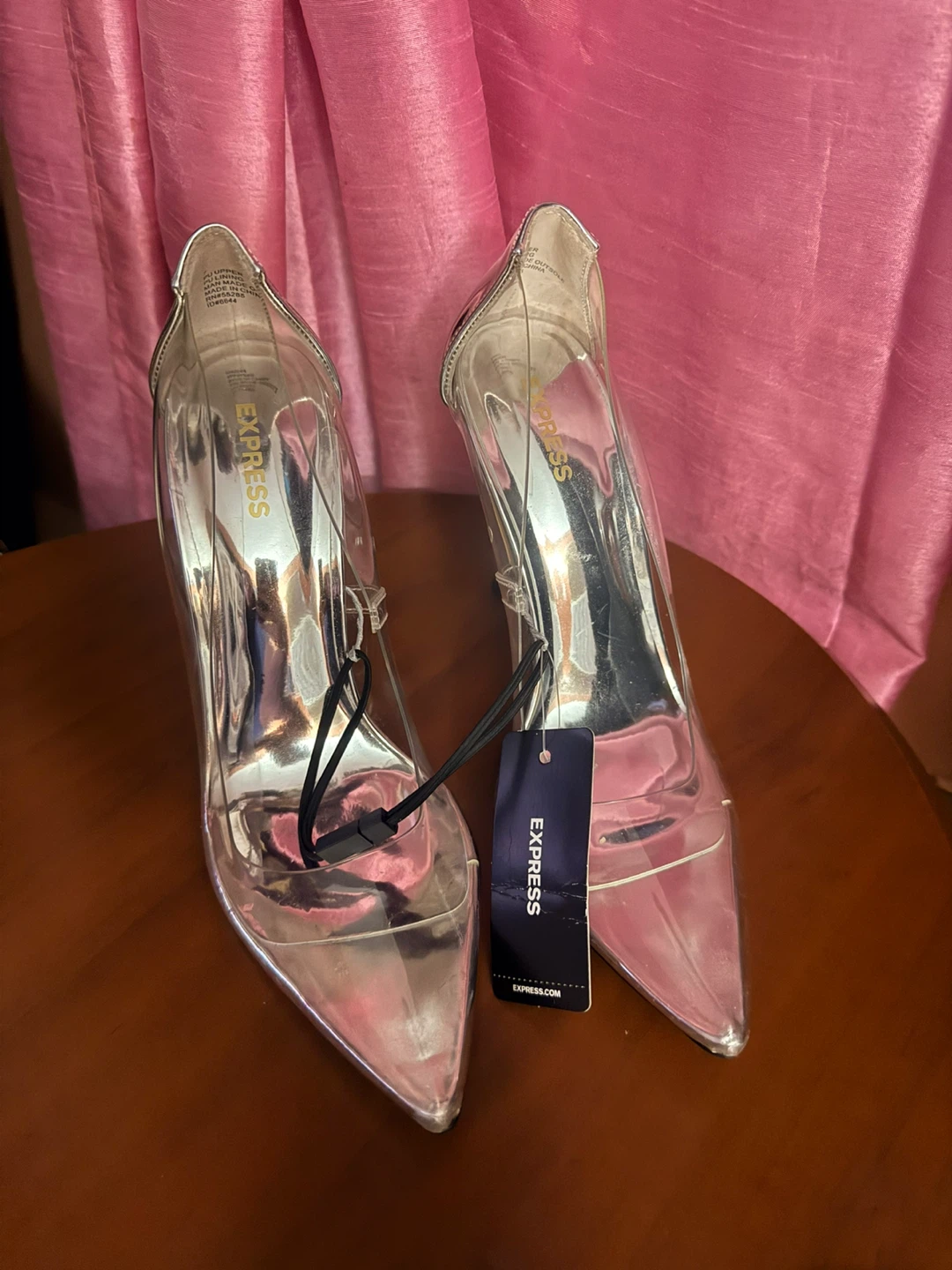 Express Clear Silver Heel Pumps Size 7