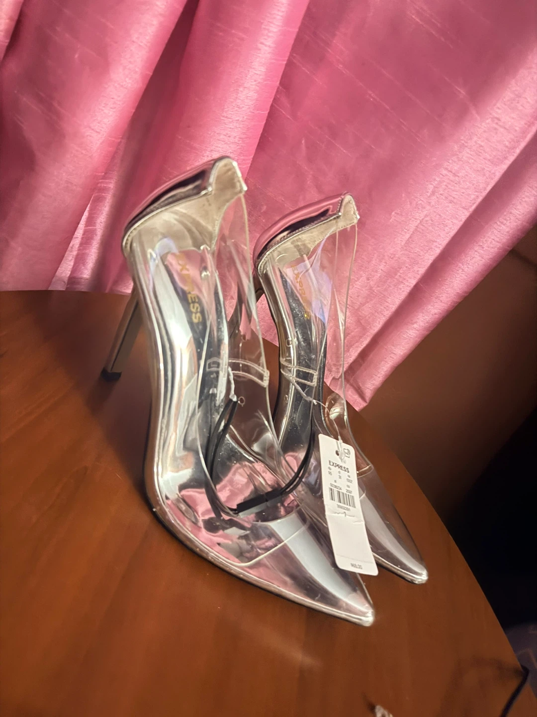 Express Clear Silver Heel Pumps Size 7 - photo 2