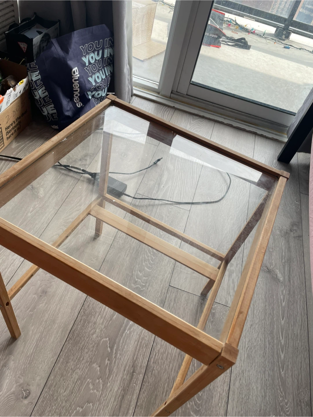 Wooden Glass Side Table - photo 2