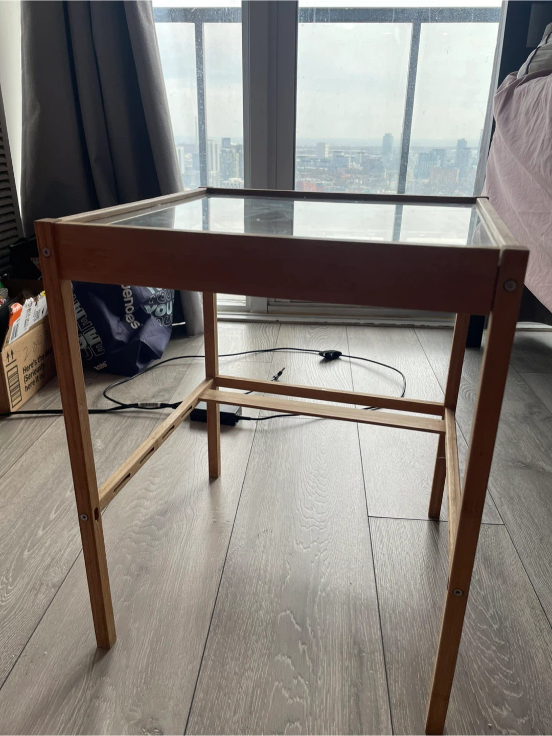 Wooden Glass Side Table