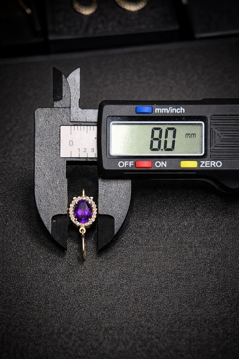Gold 14k 🥇Amethyst & Diamond Halo Earrings 8mm - photo 2