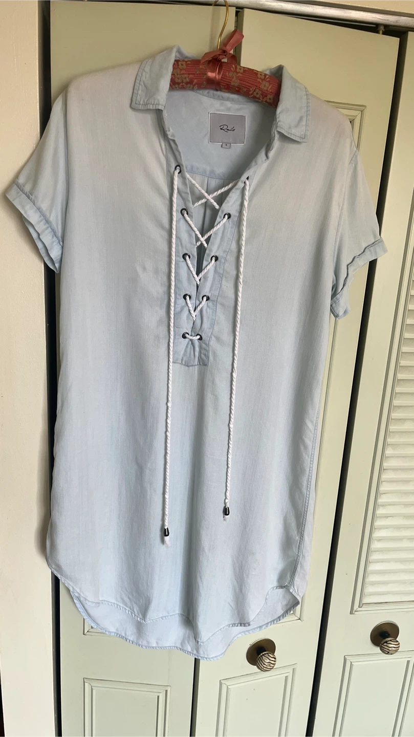Rails Light Blue Lace-Up Tunic - Size S - photo 4