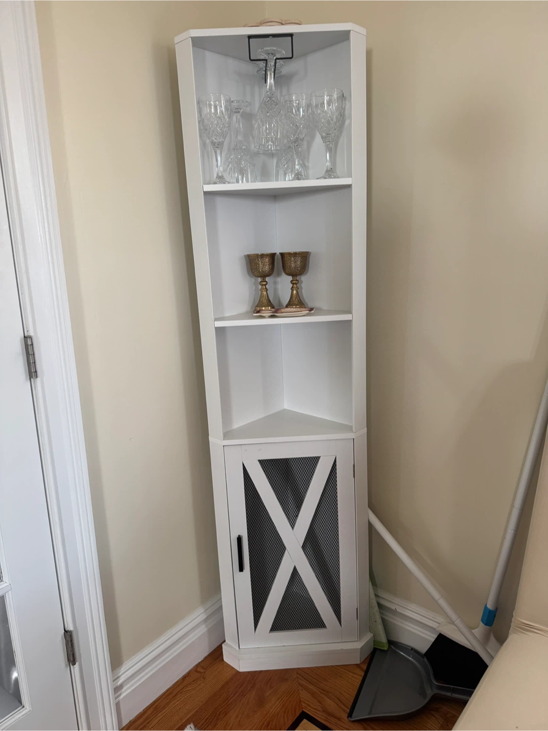White Corner China Cabinet With Storage
