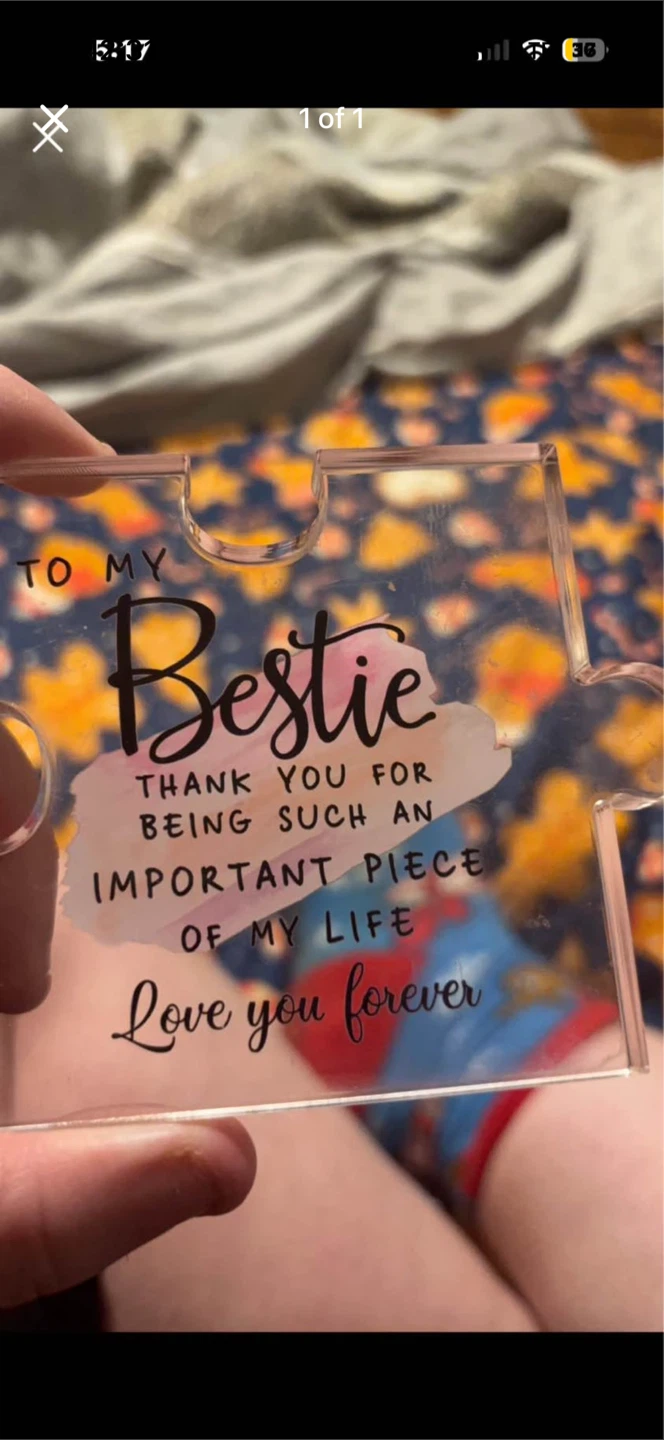 Clear Acrylic Puzzle Piece 'To My Bestie' Keepsake