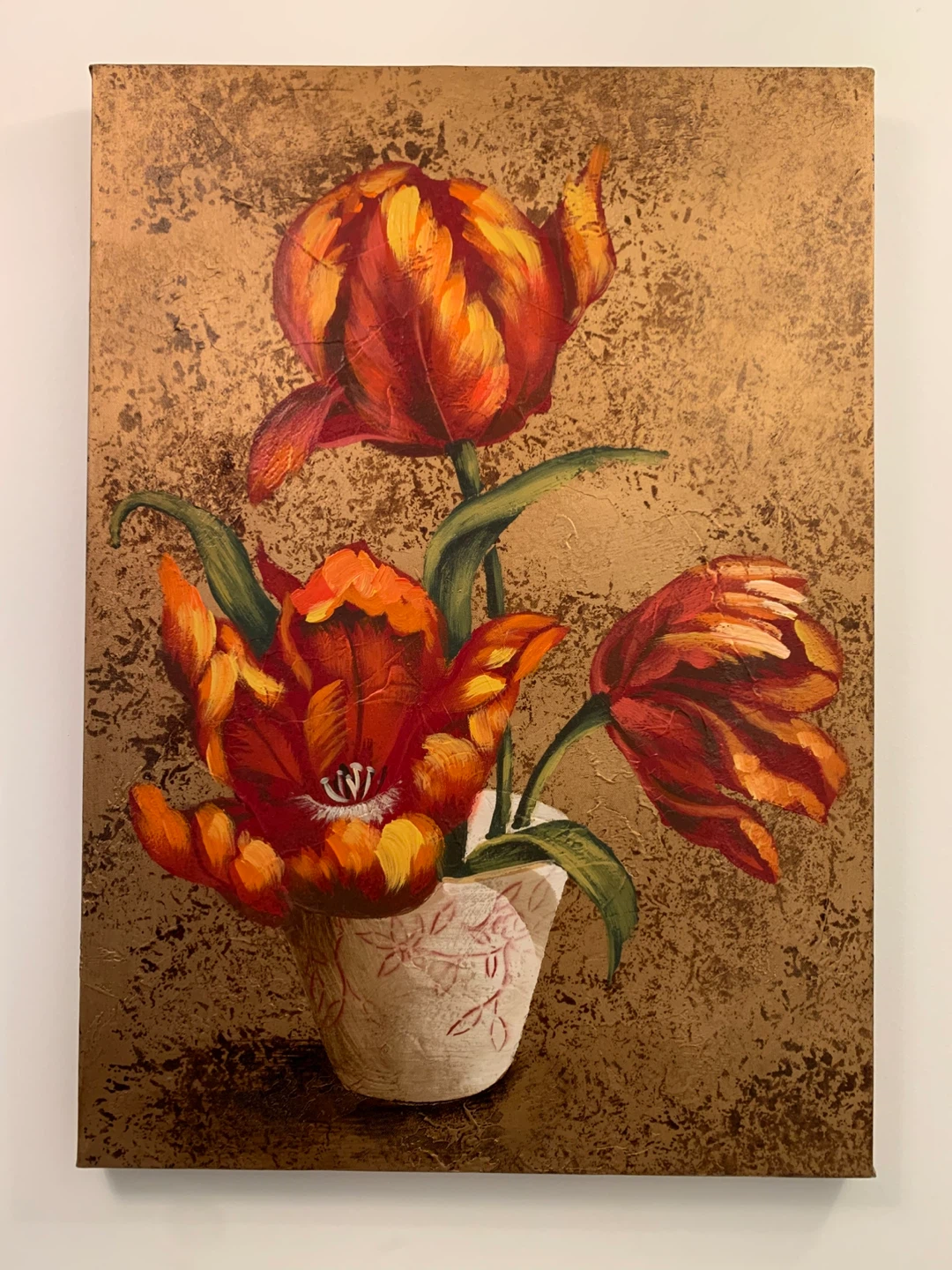 Oil Painting of Tulips in a Vase