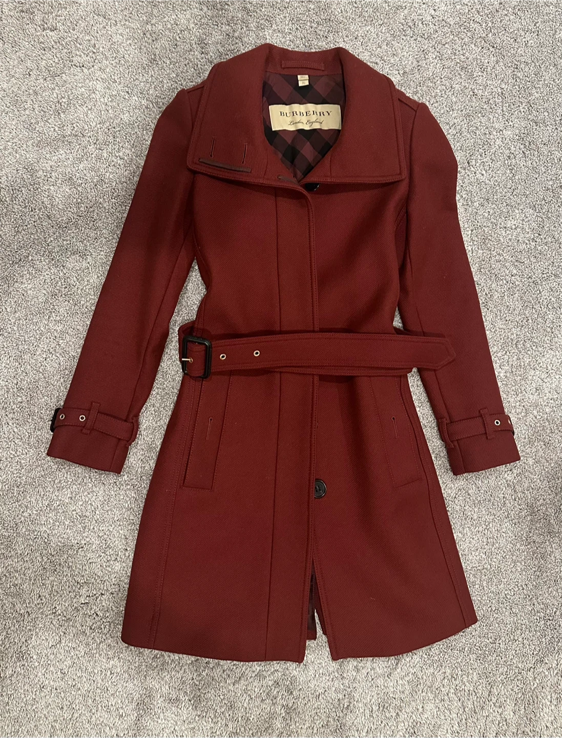 Burberry London Wool Trench coat in Burgundy - photo 2