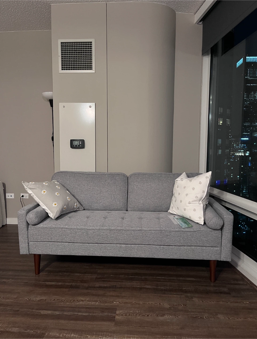 Studio Size Grey Tufted Sofa - photo 4