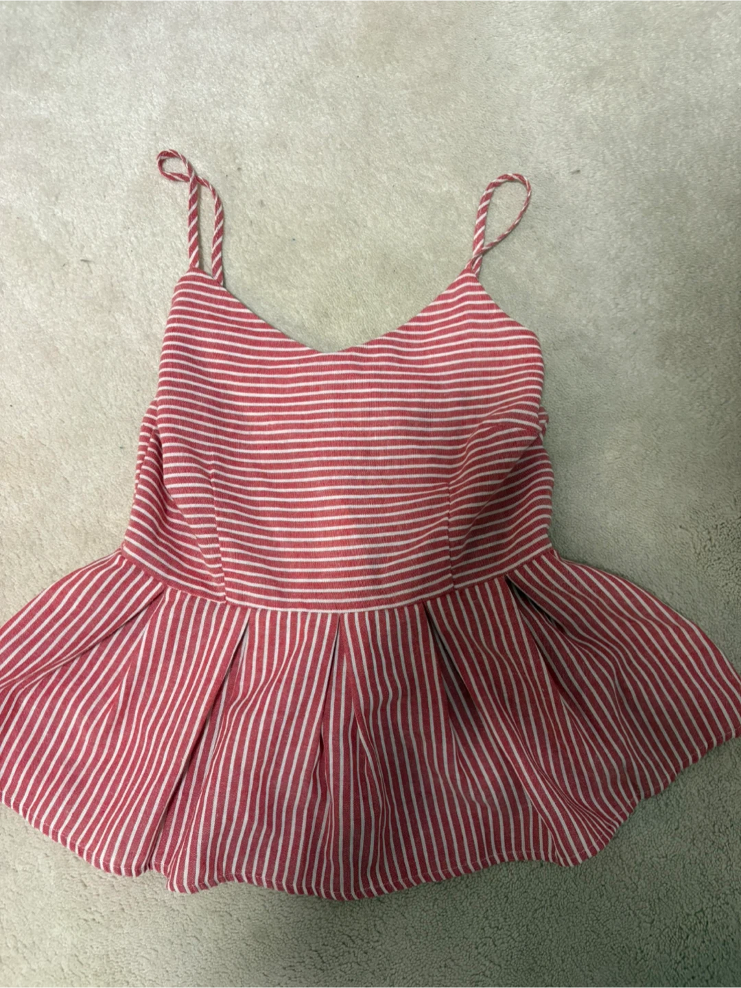 Red and White Striped Peplum Top