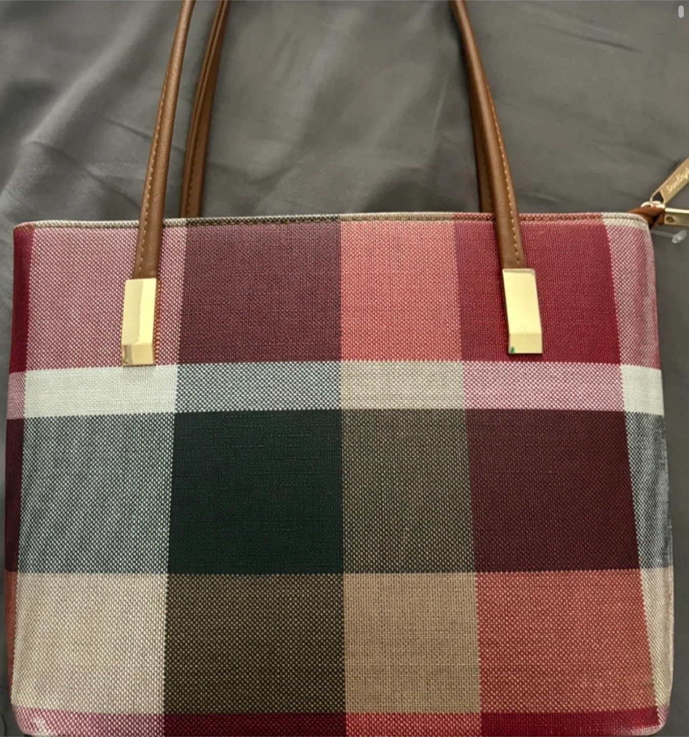 Tote Handbag - Plaid Pattern