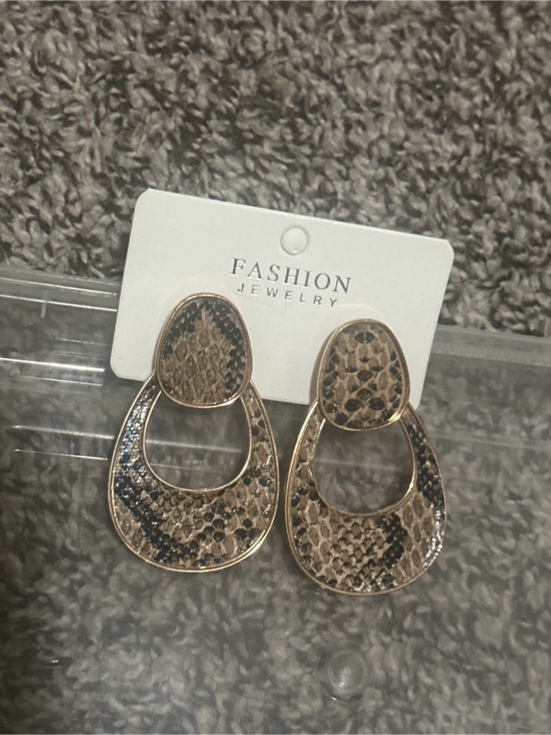 Fashion Jewelry Snake Print Teardrop Dangle Earrings