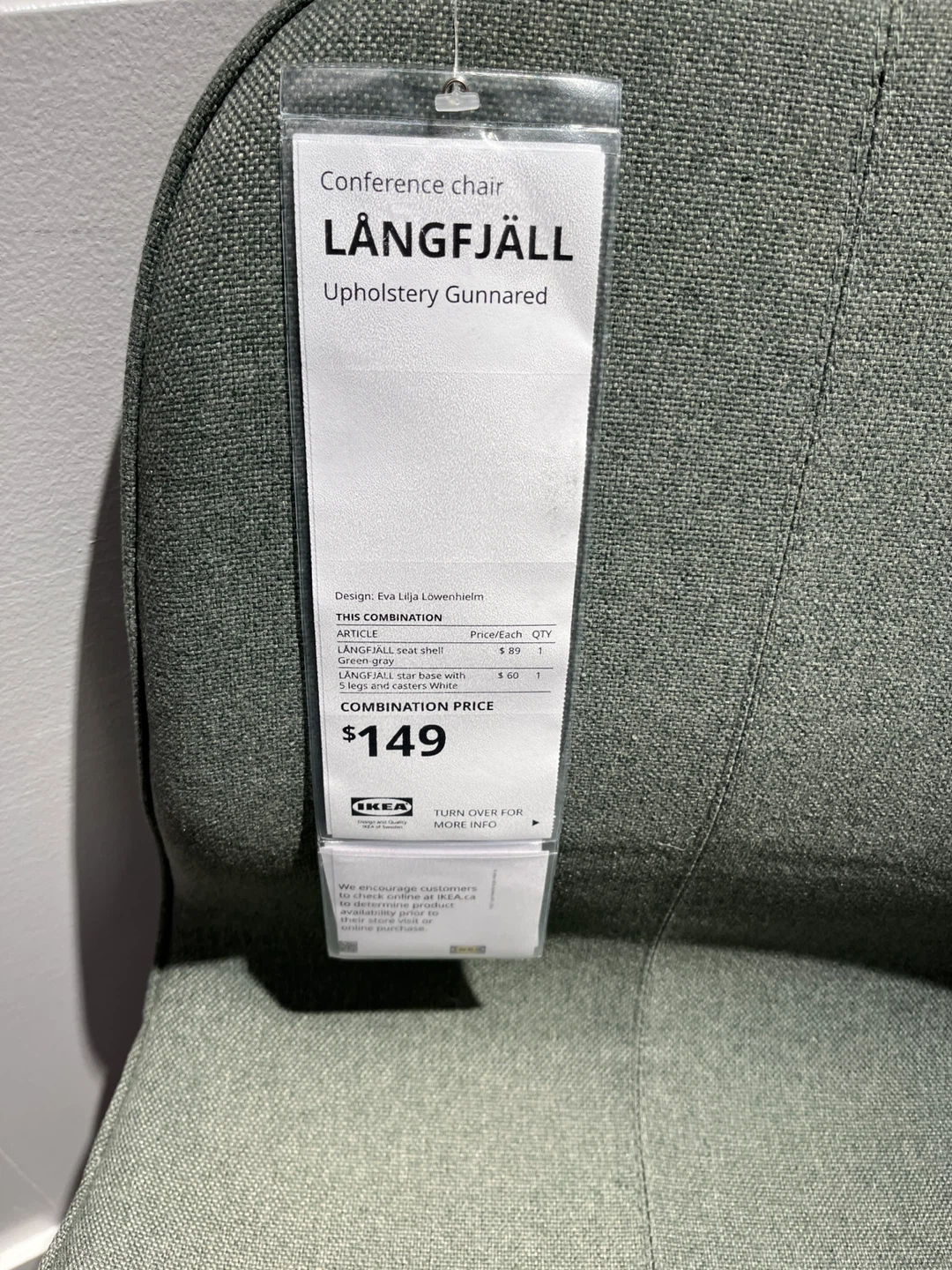 IKEA LÄNGFJÄLL Office Chair - Upholstery Gunnared Grey