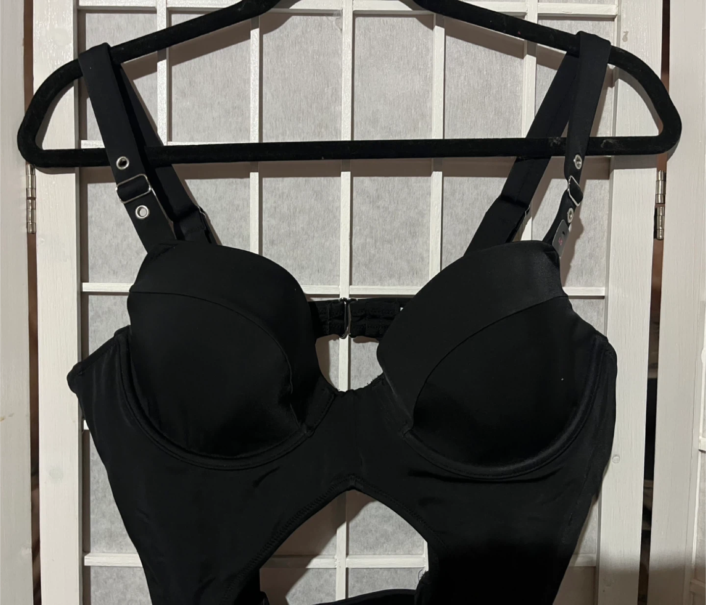 Black Cutout One-Piece Swimsuit with Belt - photo 4
