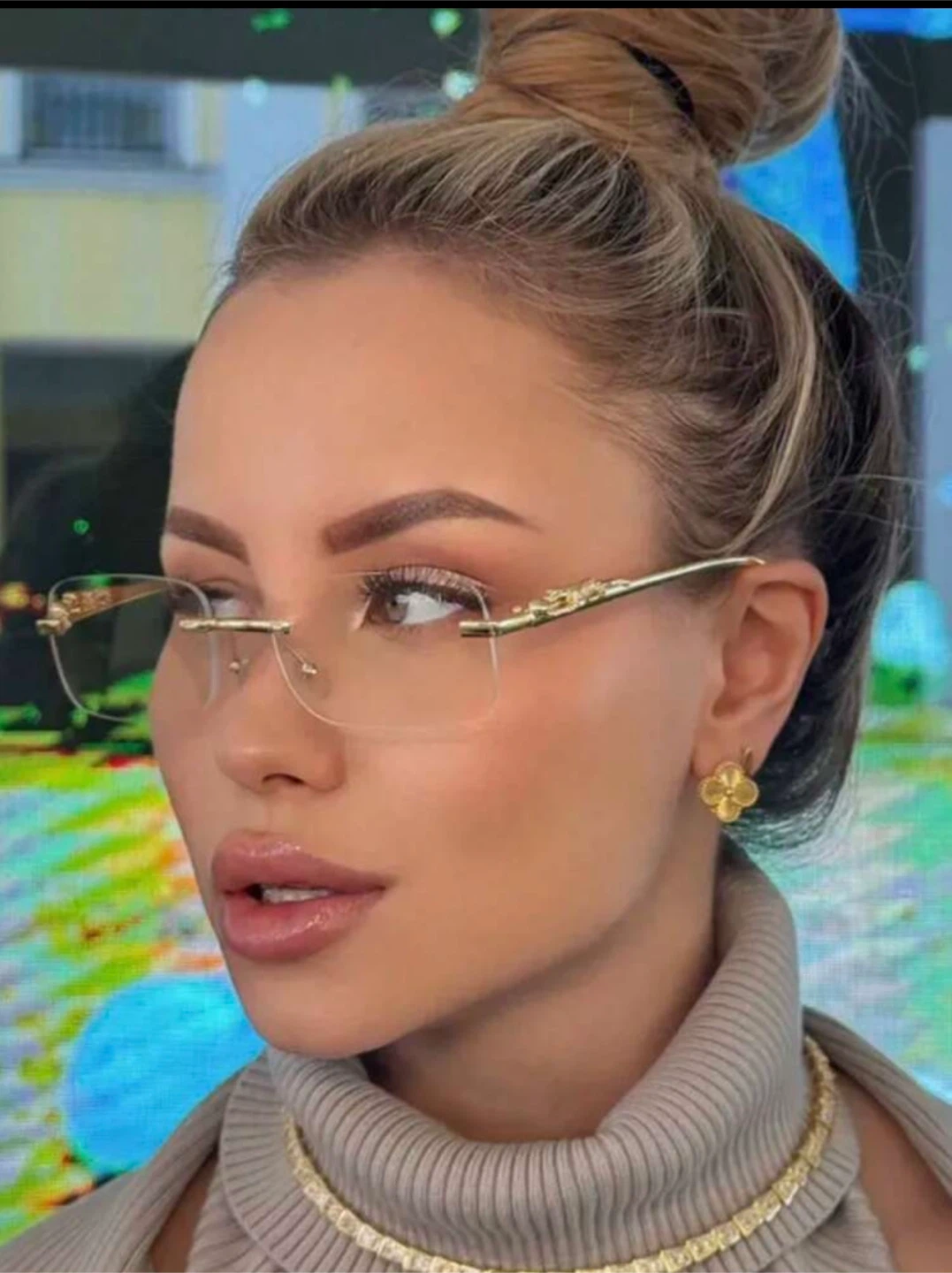 Rimless Gold Cat-Embellished Eyeglasses - photo 4