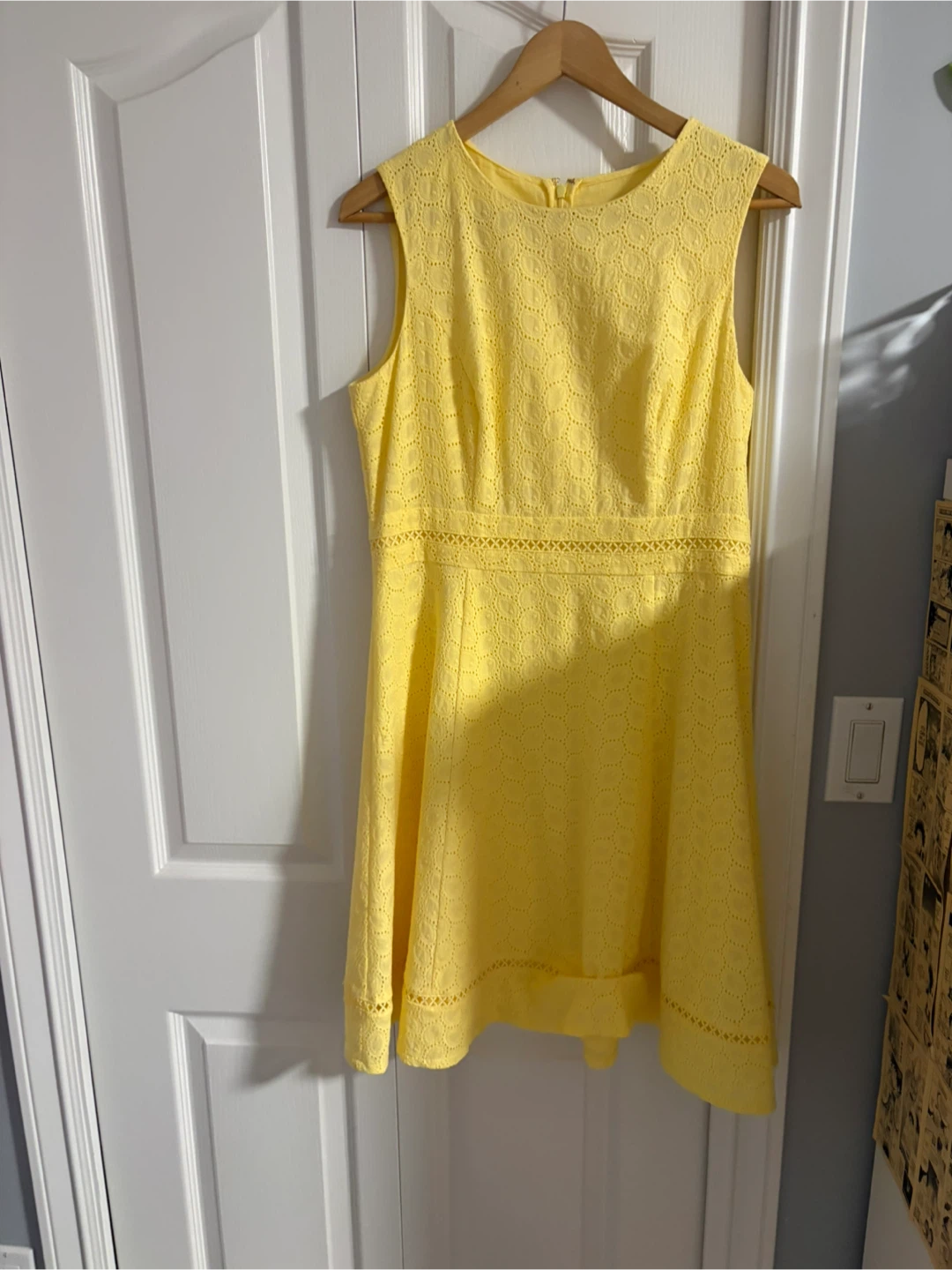 Calvin Klein Yellow Eyelet Fit and Flare Dress - Size 10P