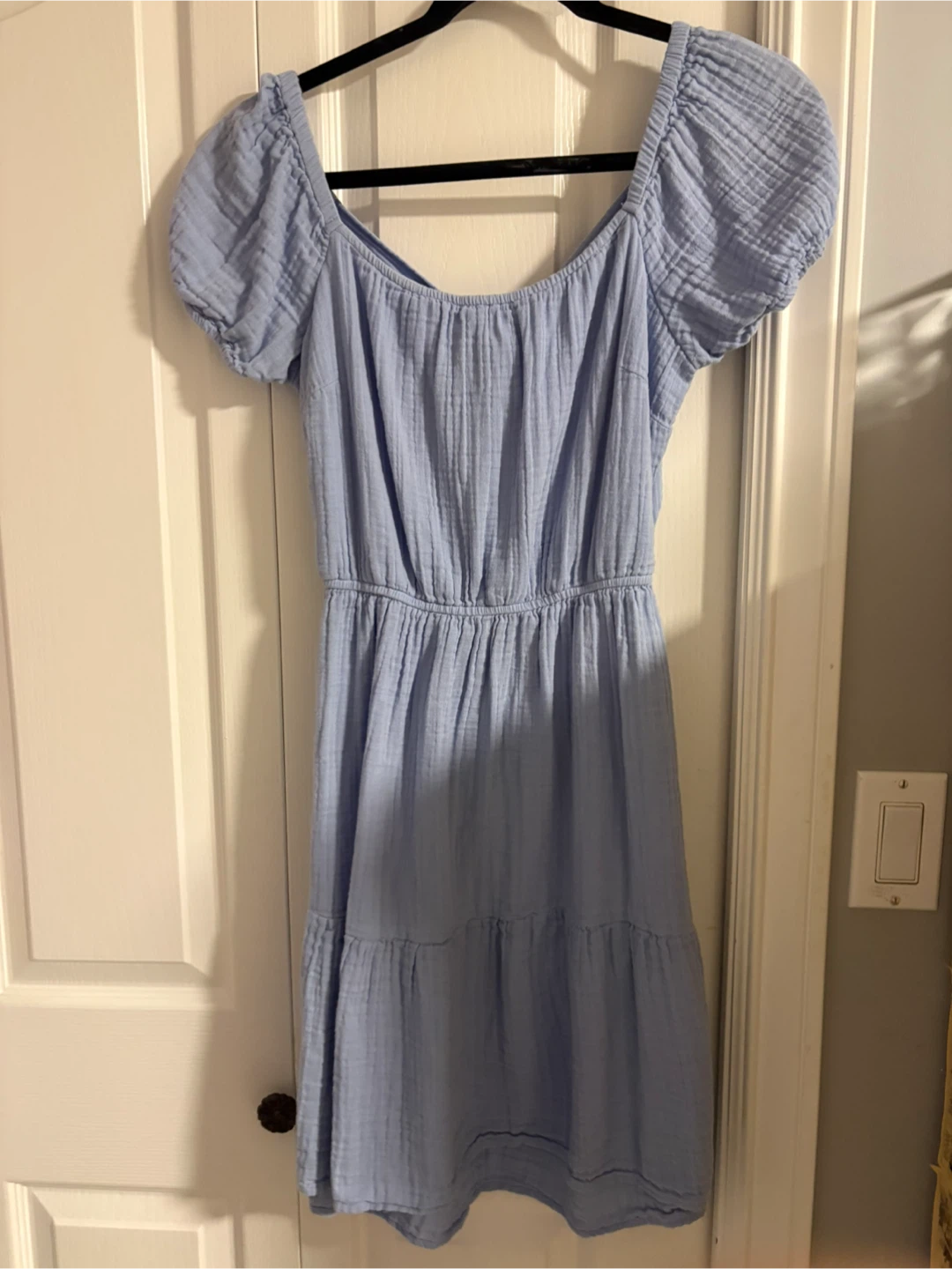 Light Blue Gauze Tie-Front Cutout Dress