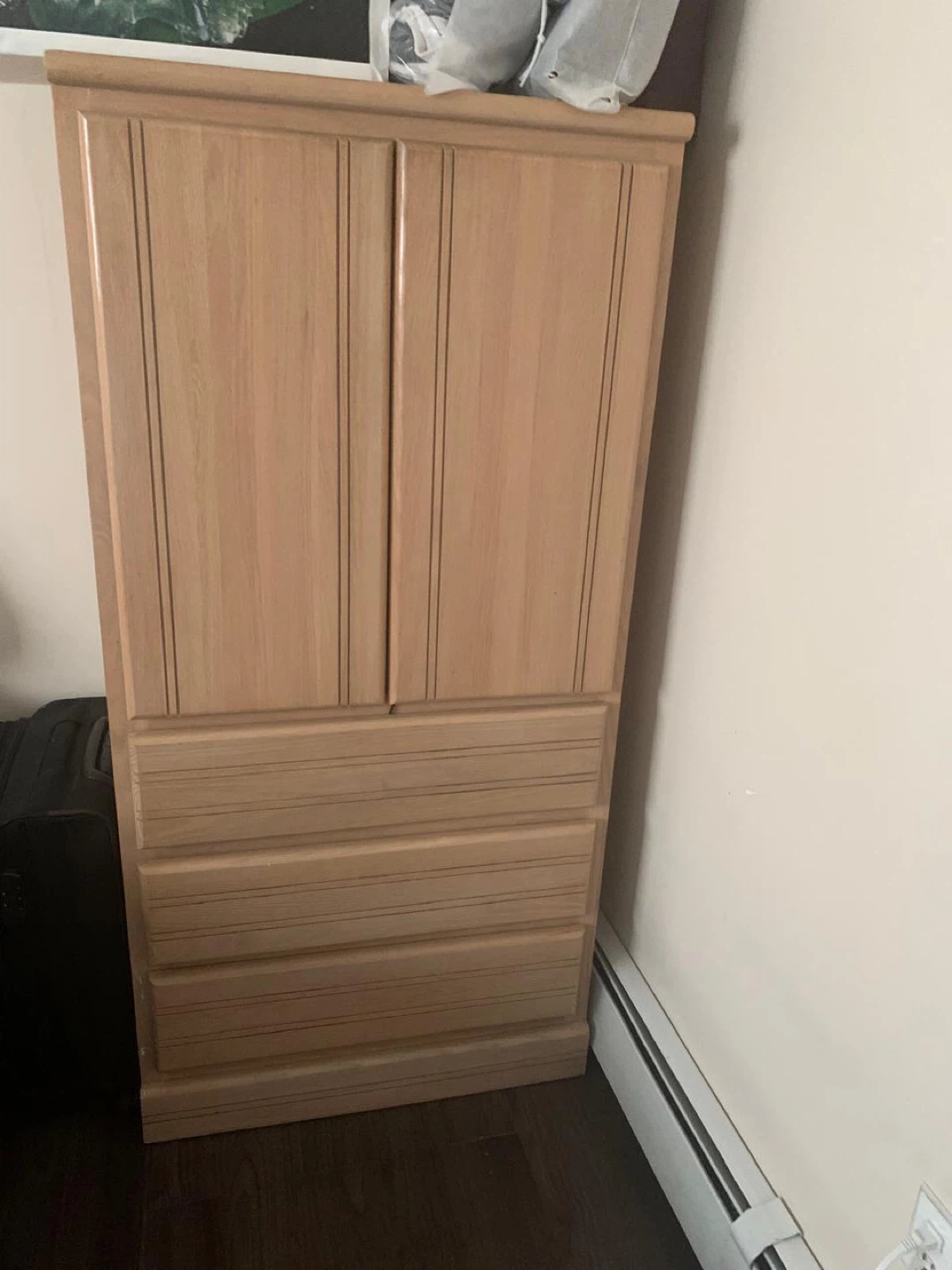 Light Wood Armoire with Drawers